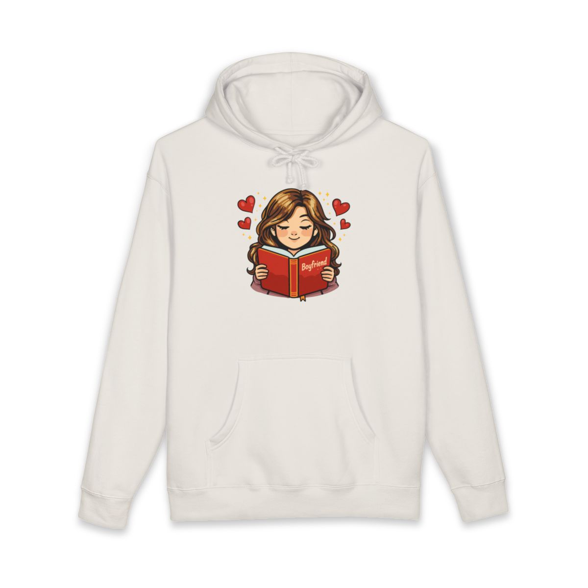 Girl Reading Boyfriend Book Love Hearts Hoodie