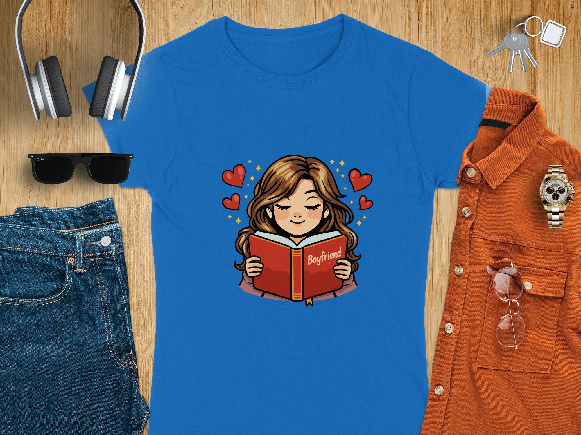 Cute Girl Reading Boyfriend Book T-Shirt