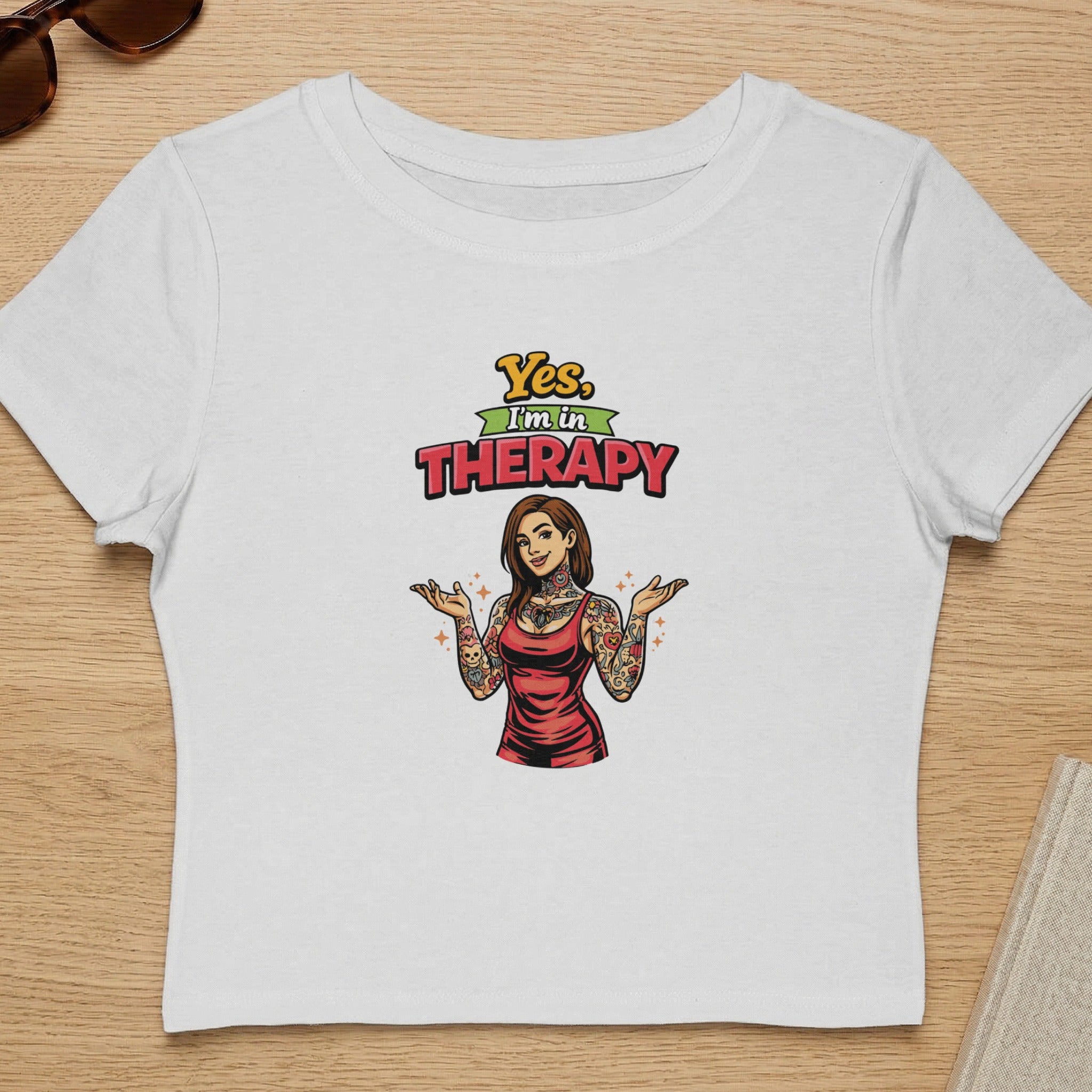 Yes I'm in Therapy Graphic Printed Crop Top