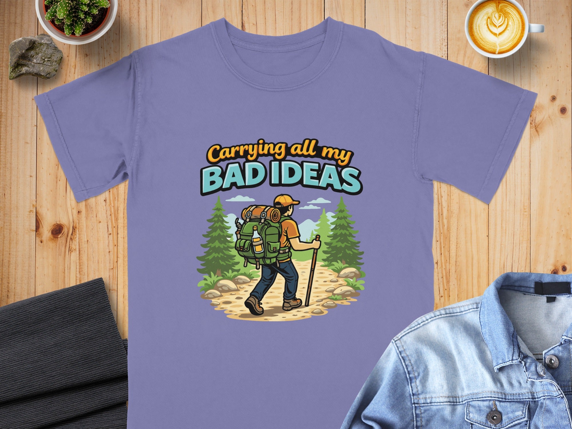 Carrying All My Bad Ideas Funny Hiking T-shirt