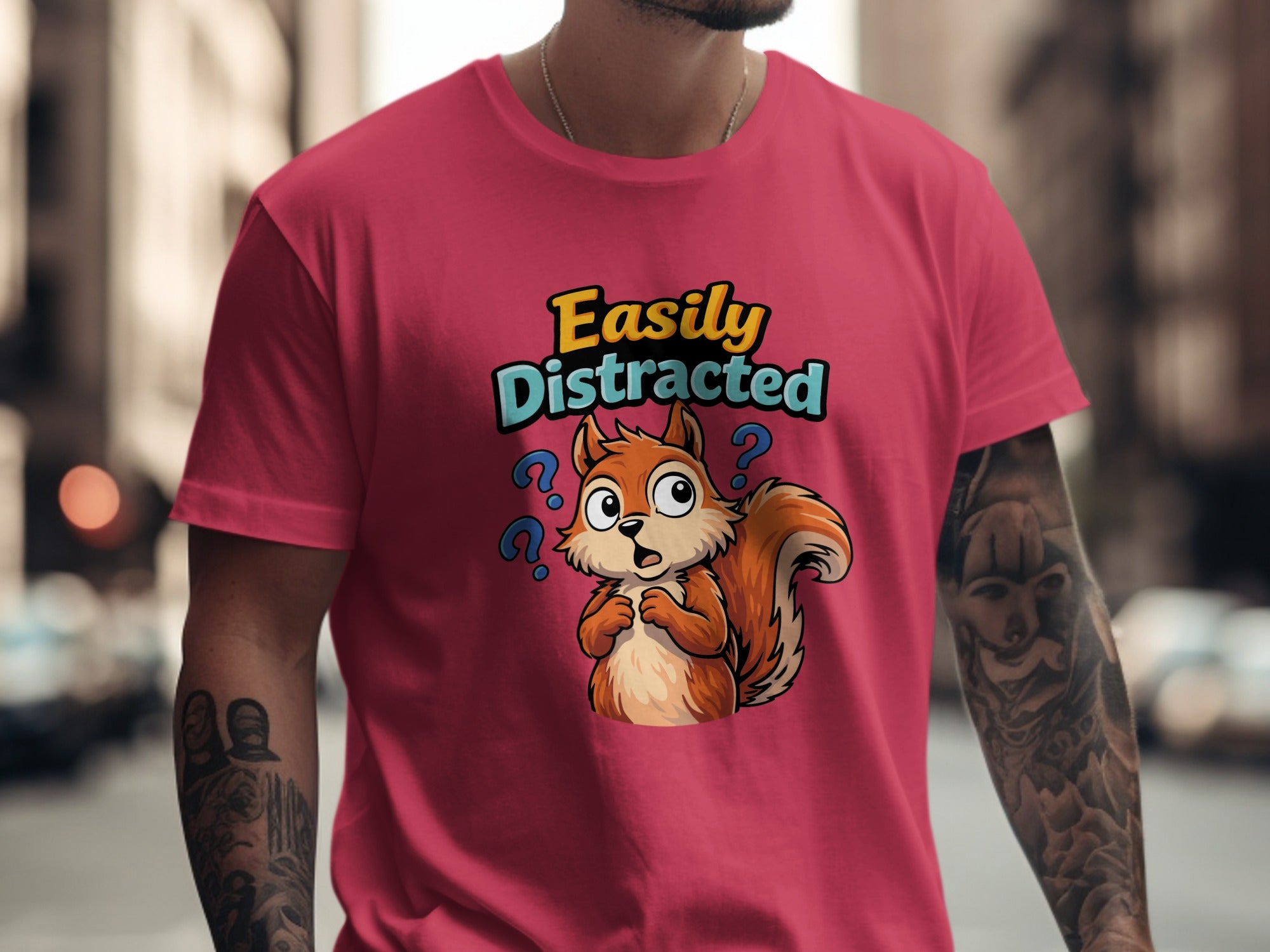 Easily Distracted Cute Squirrel Graphic T-Shirt