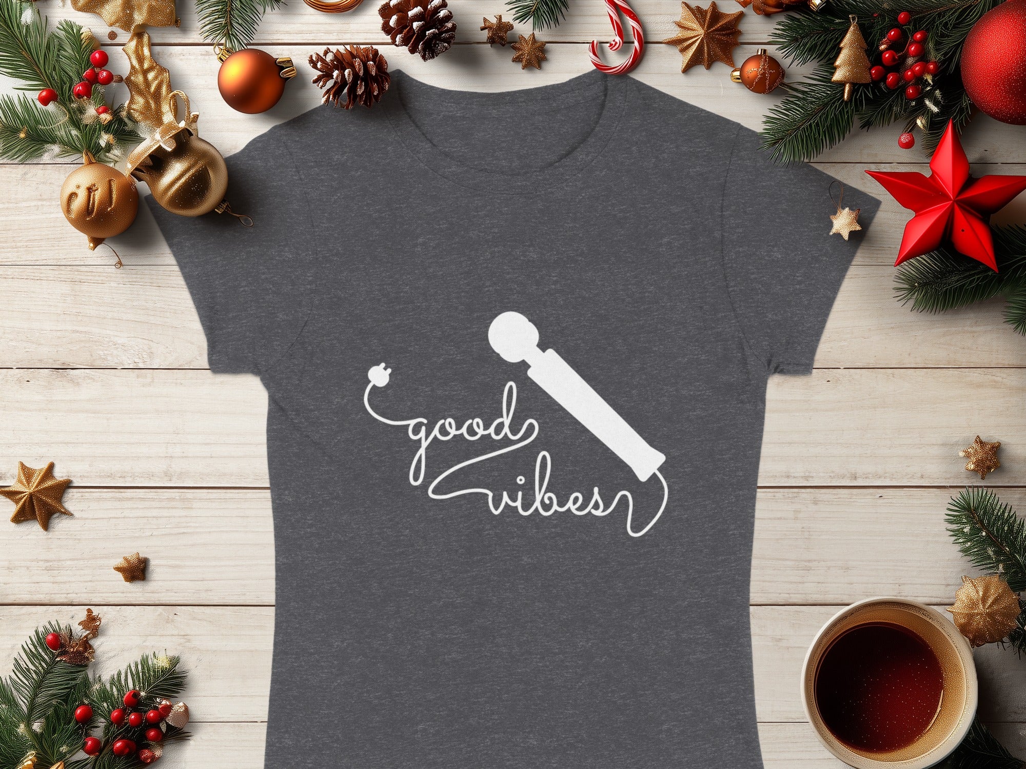 Good Vibes T-Shirt with Festive Holiday Design