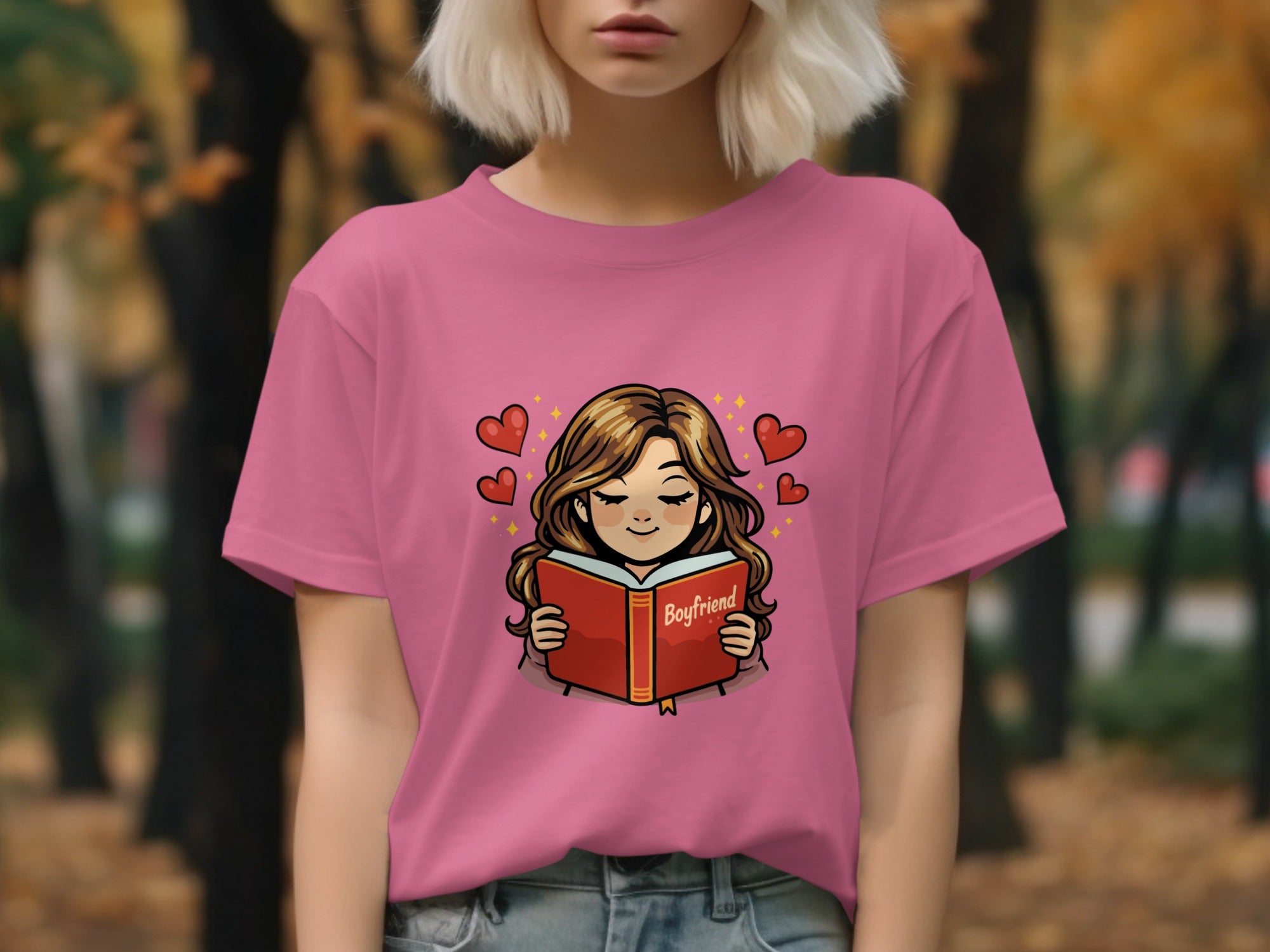 Cute Cartoon Girl Reading Boyfriend Book T-Shirt