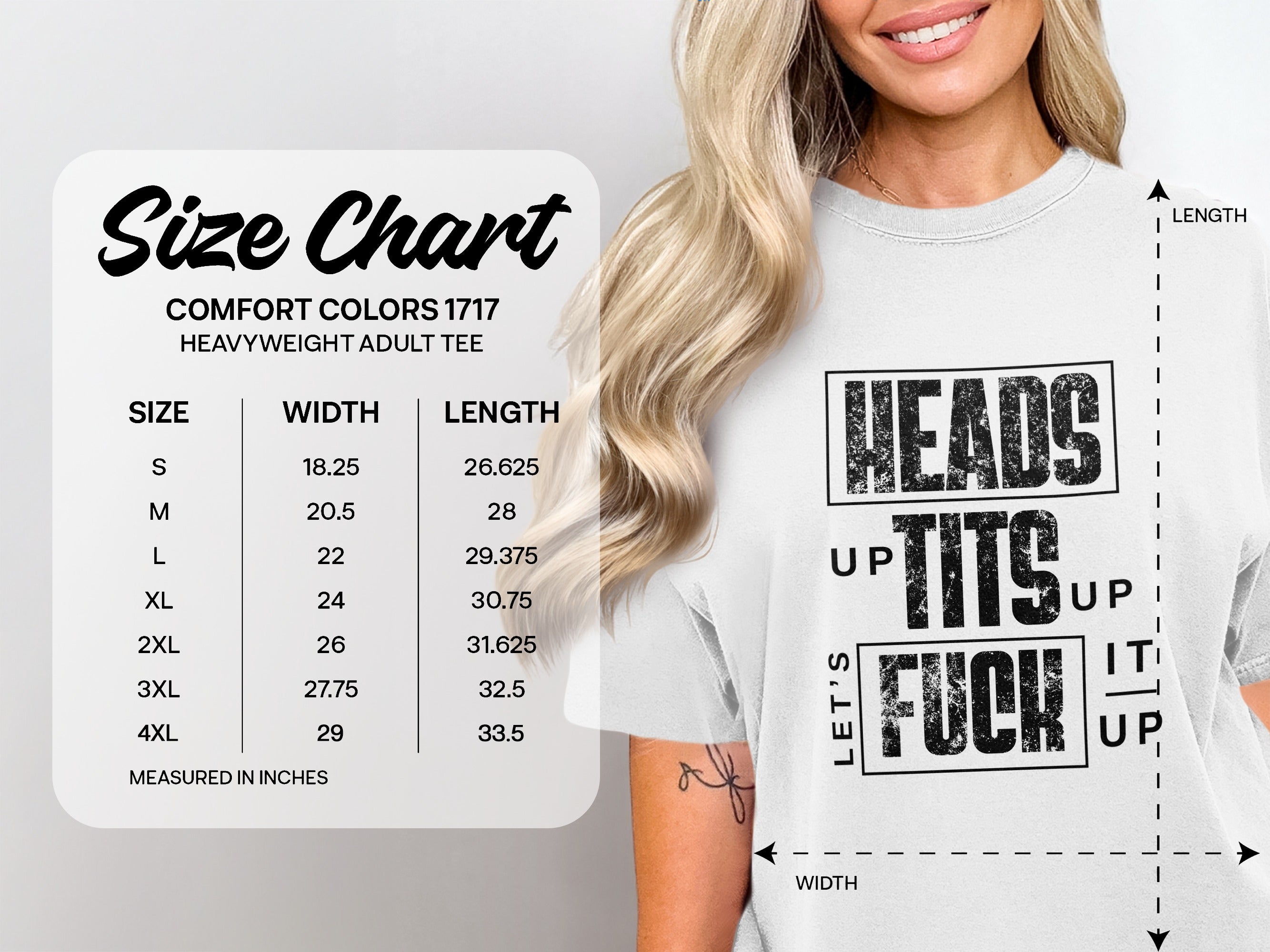 Heads Up Tits Up Let's Fuck It Up Adult Tee