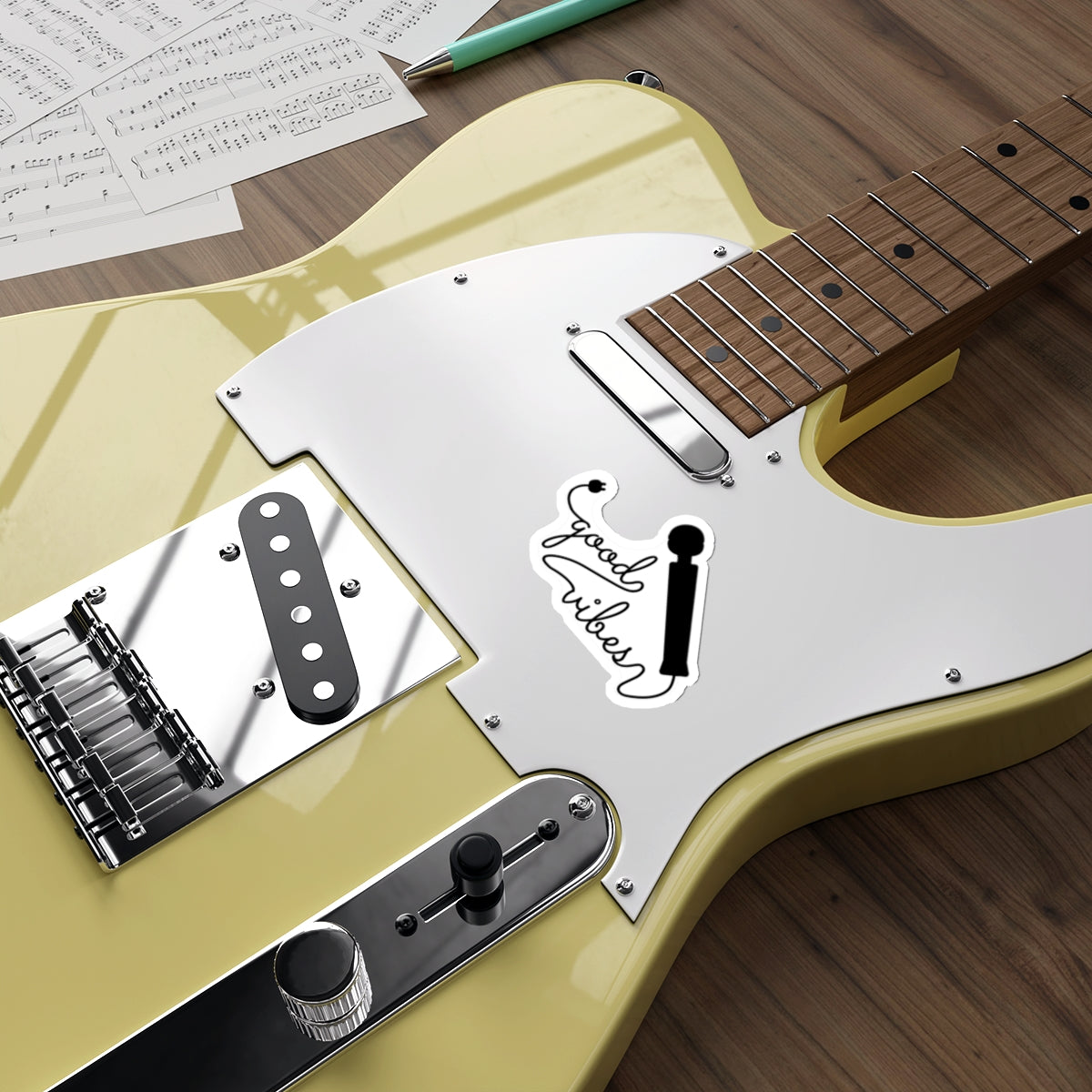 Good Vibes Guitar Sticker for Unique Instrument Decor