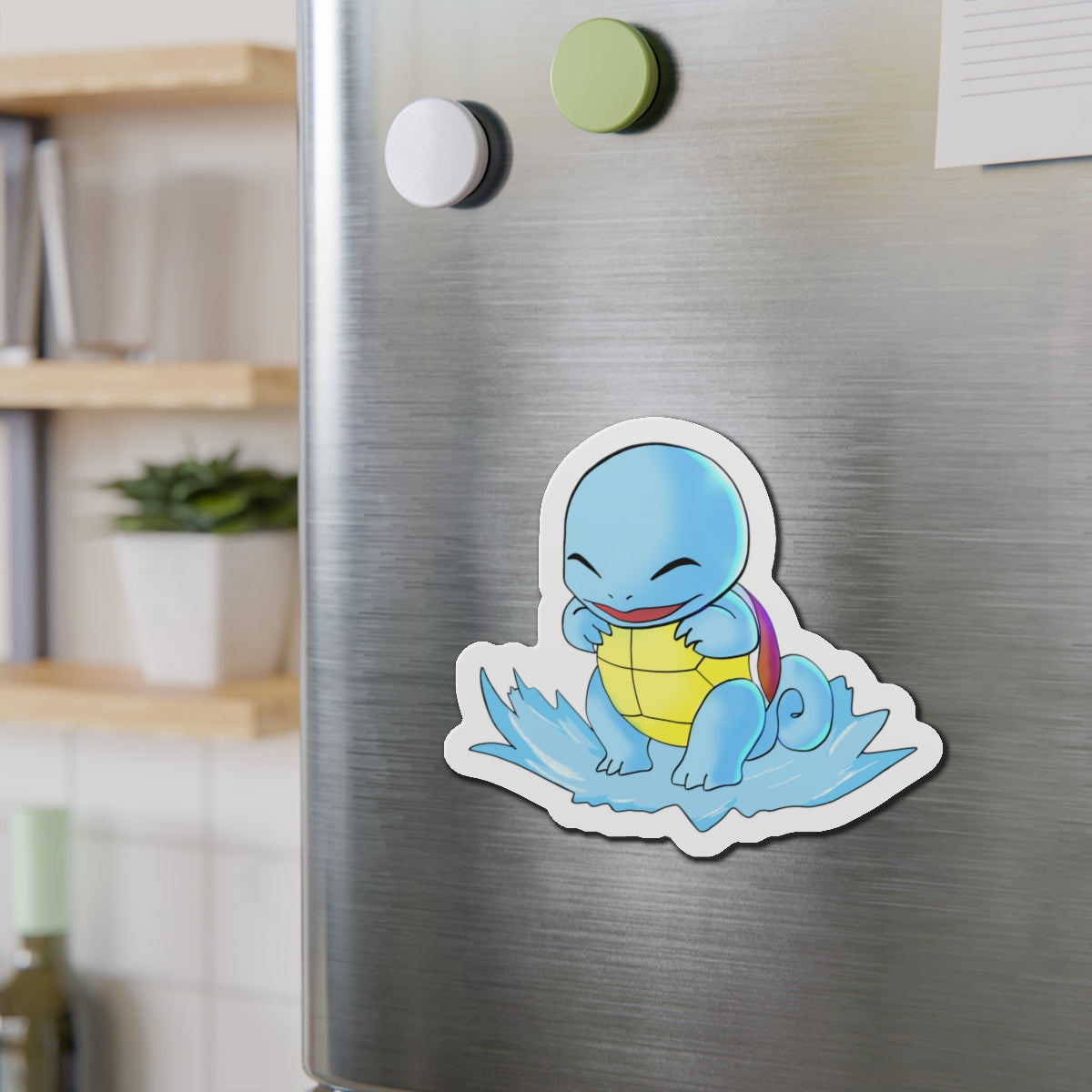 Cute Cartoon Water Tortoise on Fridge Magnet Sticker
