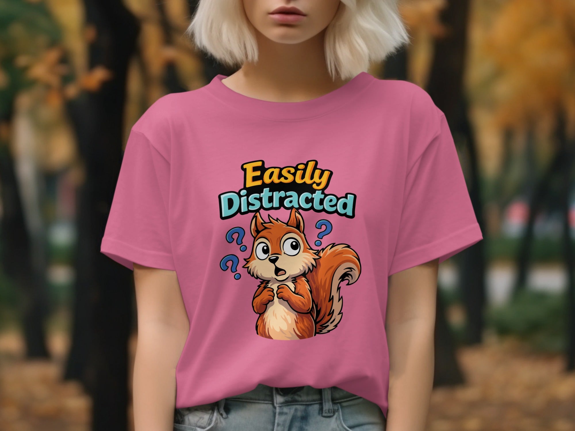 Easily Distracted Cute Squirrel Graphic T-shirt