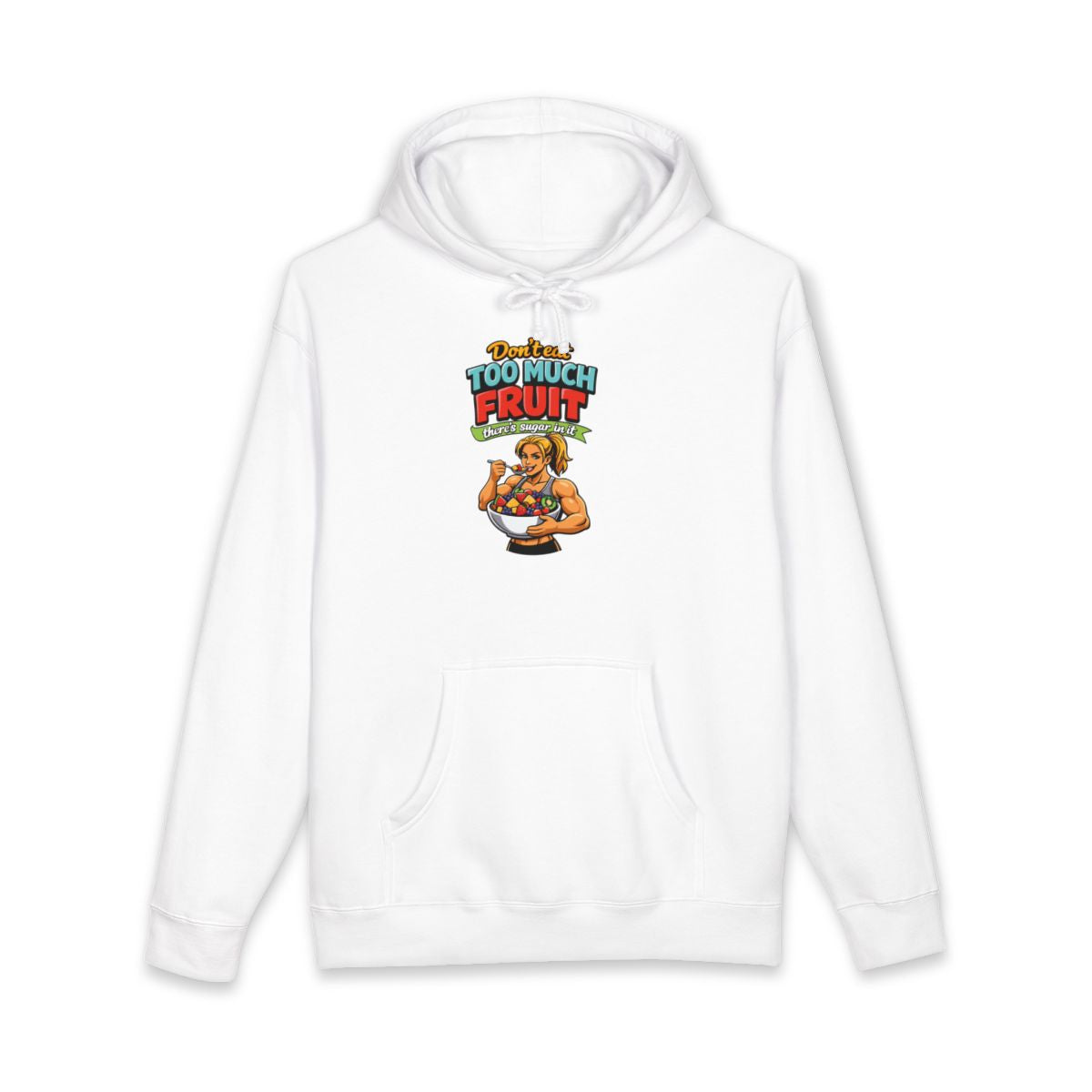 Too Much Fruit Design White Pullover Hoodie