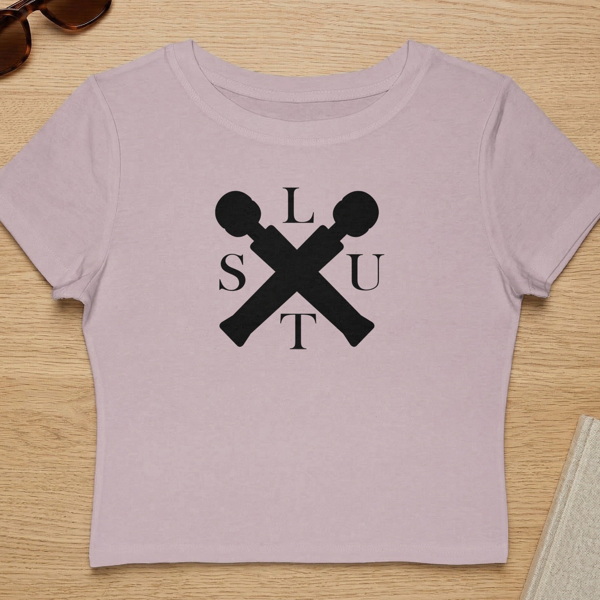 Crossed Microphones L S U T Crop Top Tee Product