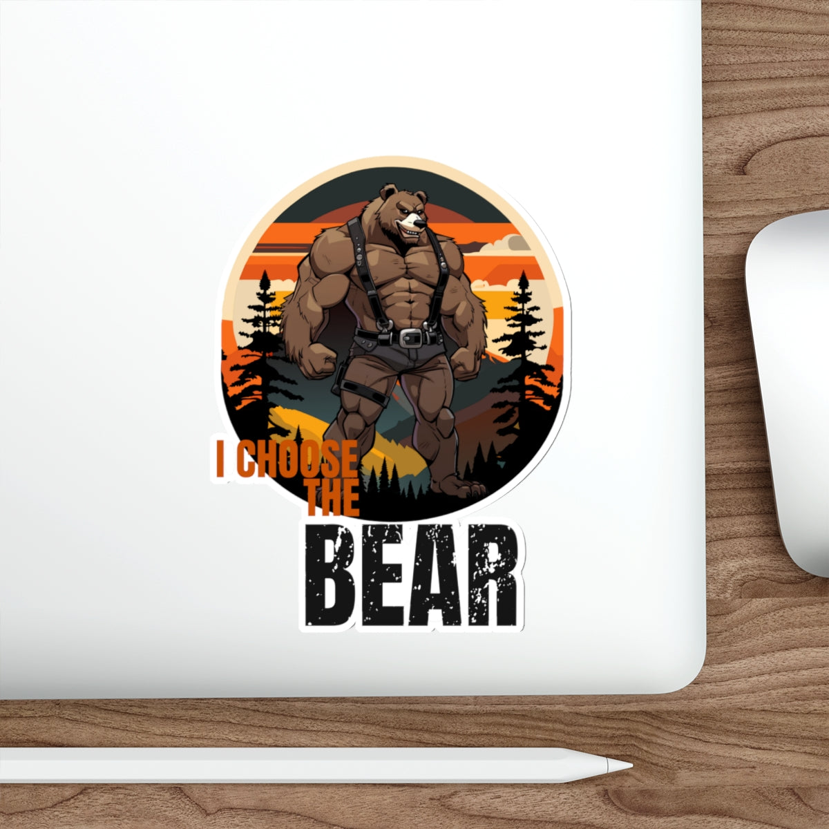 I Choose the Bear Muscle Forest Art Sticker