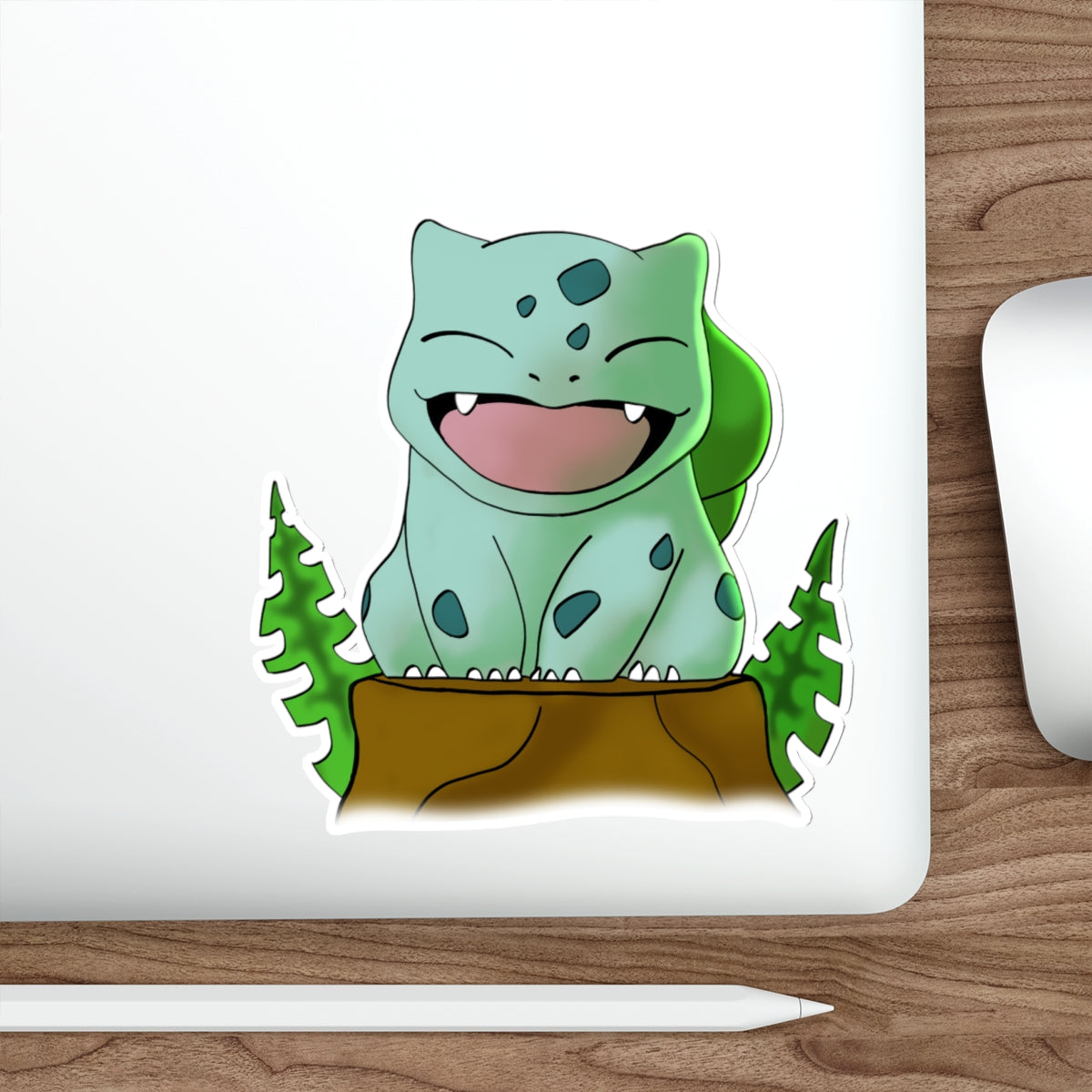 Happy Green Cartoon Character Laptop Sticker