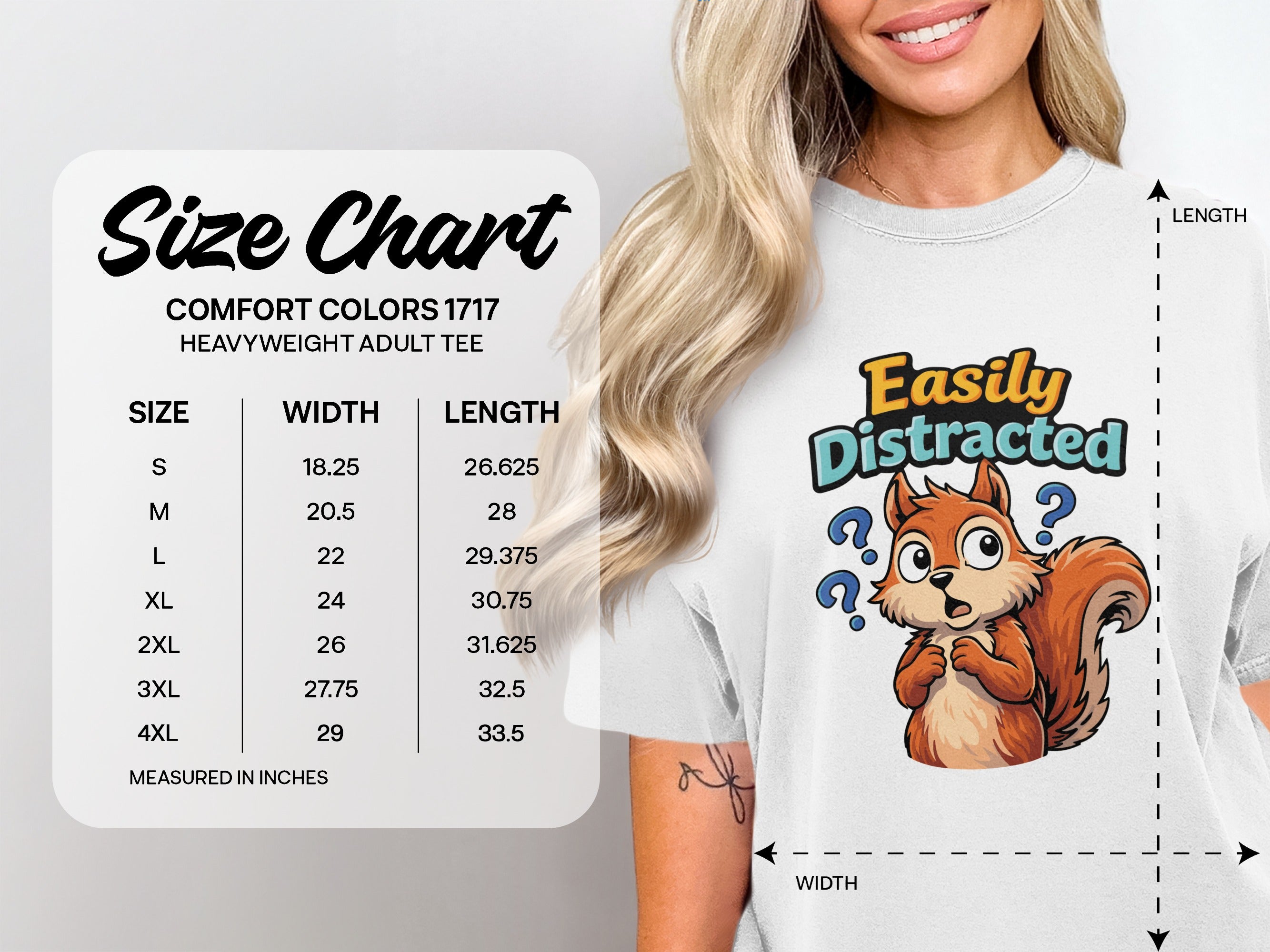 Easily Distracted Cartoon Squirrel Graphic Tee