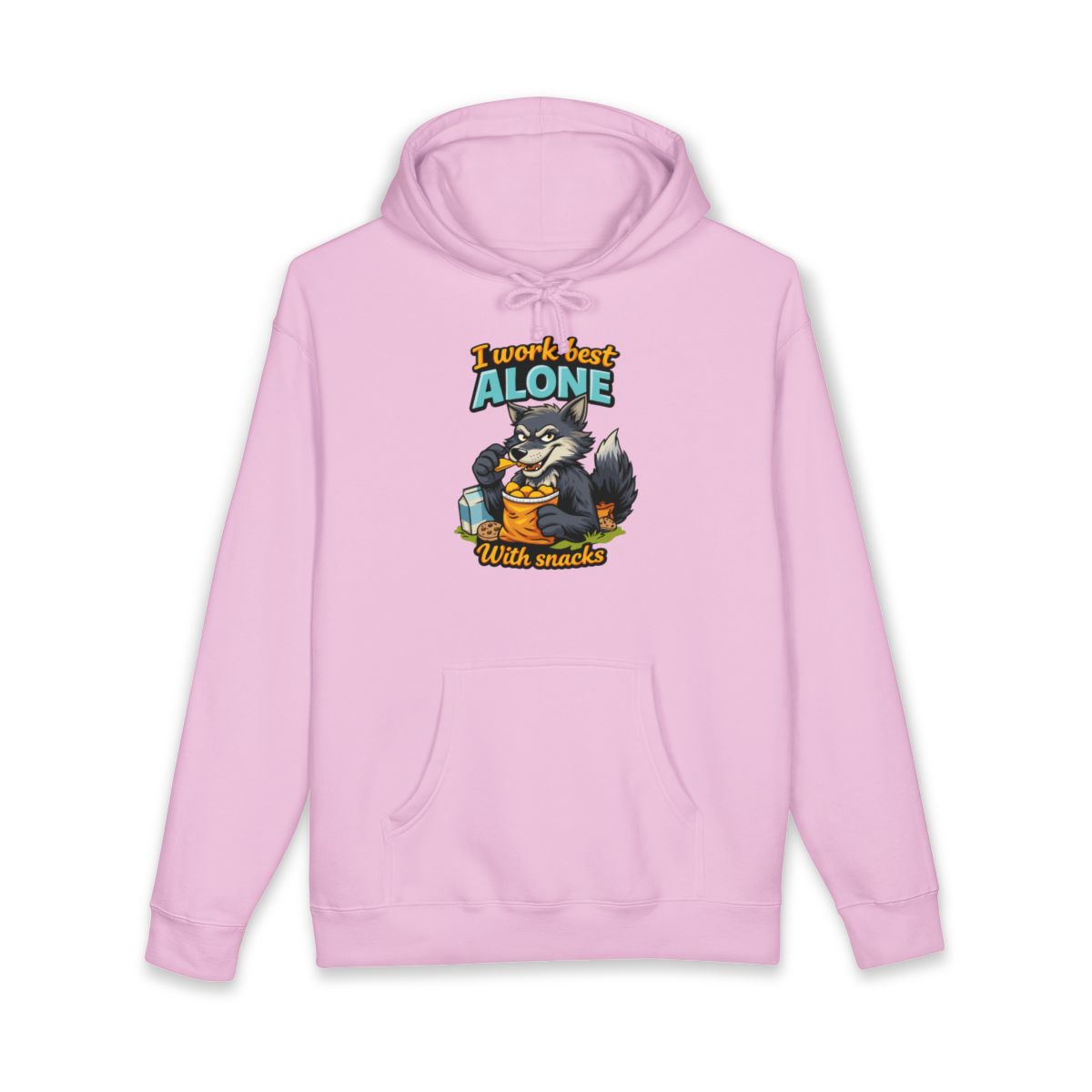 I Work Best Alone With Snacks Graphic Hoodie