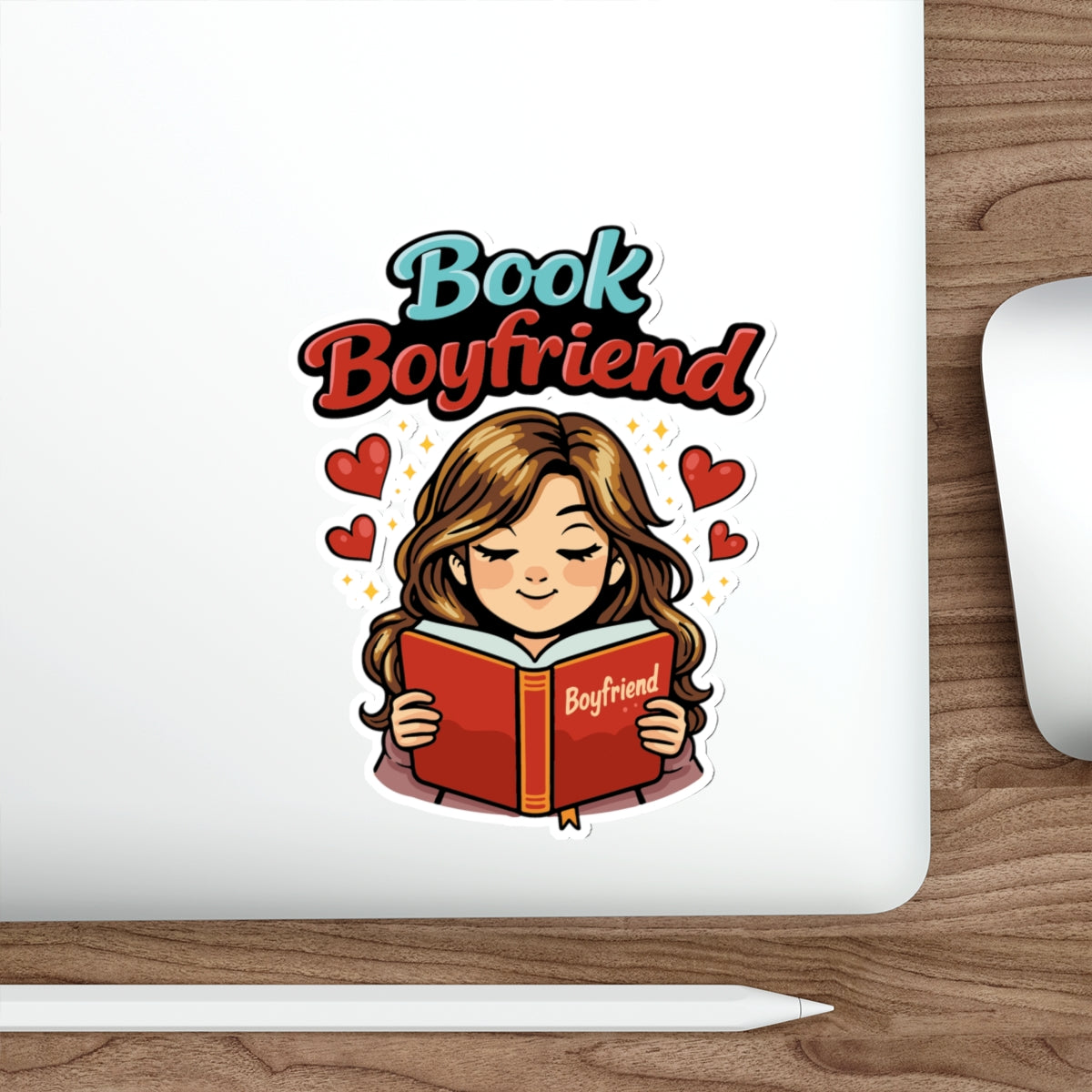 Book Boyfriend with Hearts Cute Reading Sticker