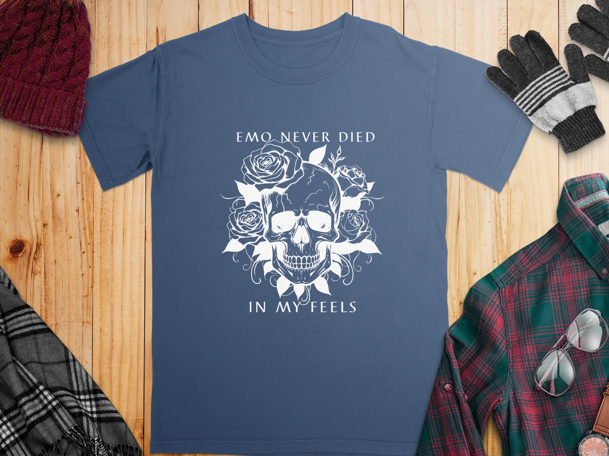 Emo Never Died In My Feels Skull T-Shirt