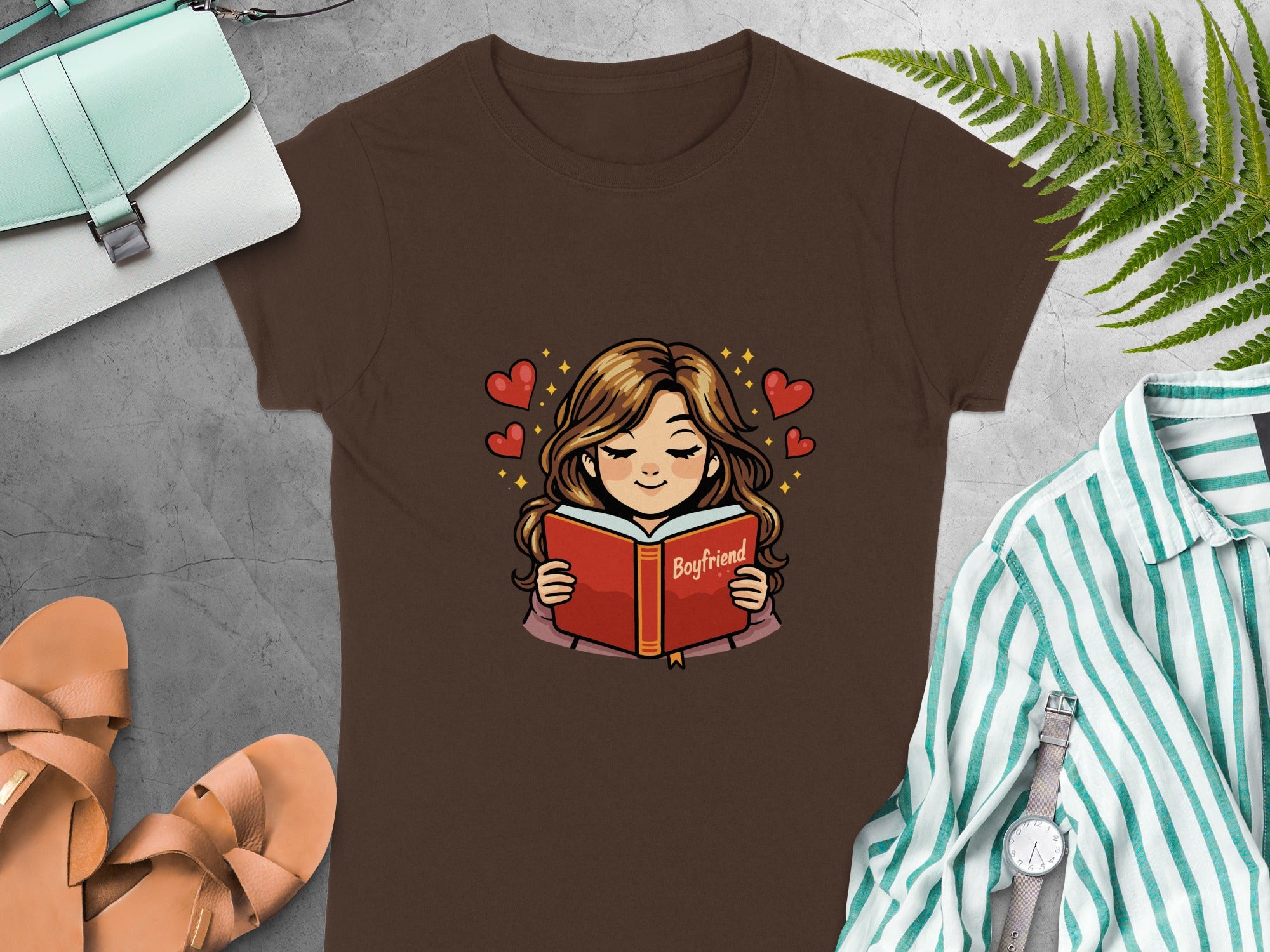 Adorable Girl Reading Boyfriend Novel Graphic T-Shirt