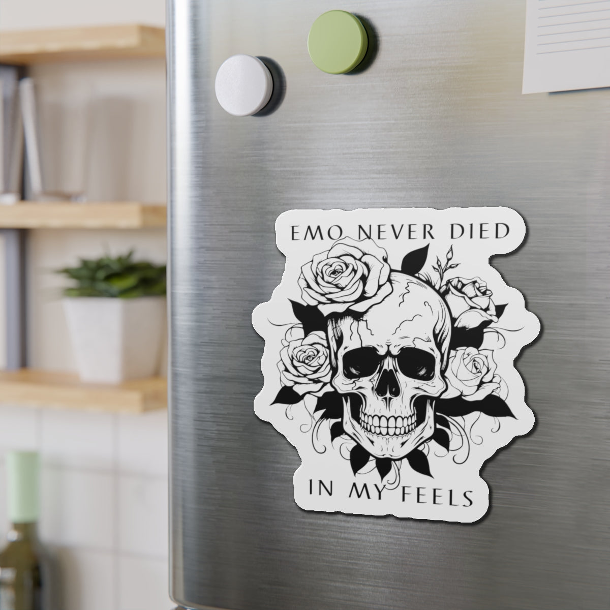 Emo Never Died In My Feels Skull and Roses Sticker