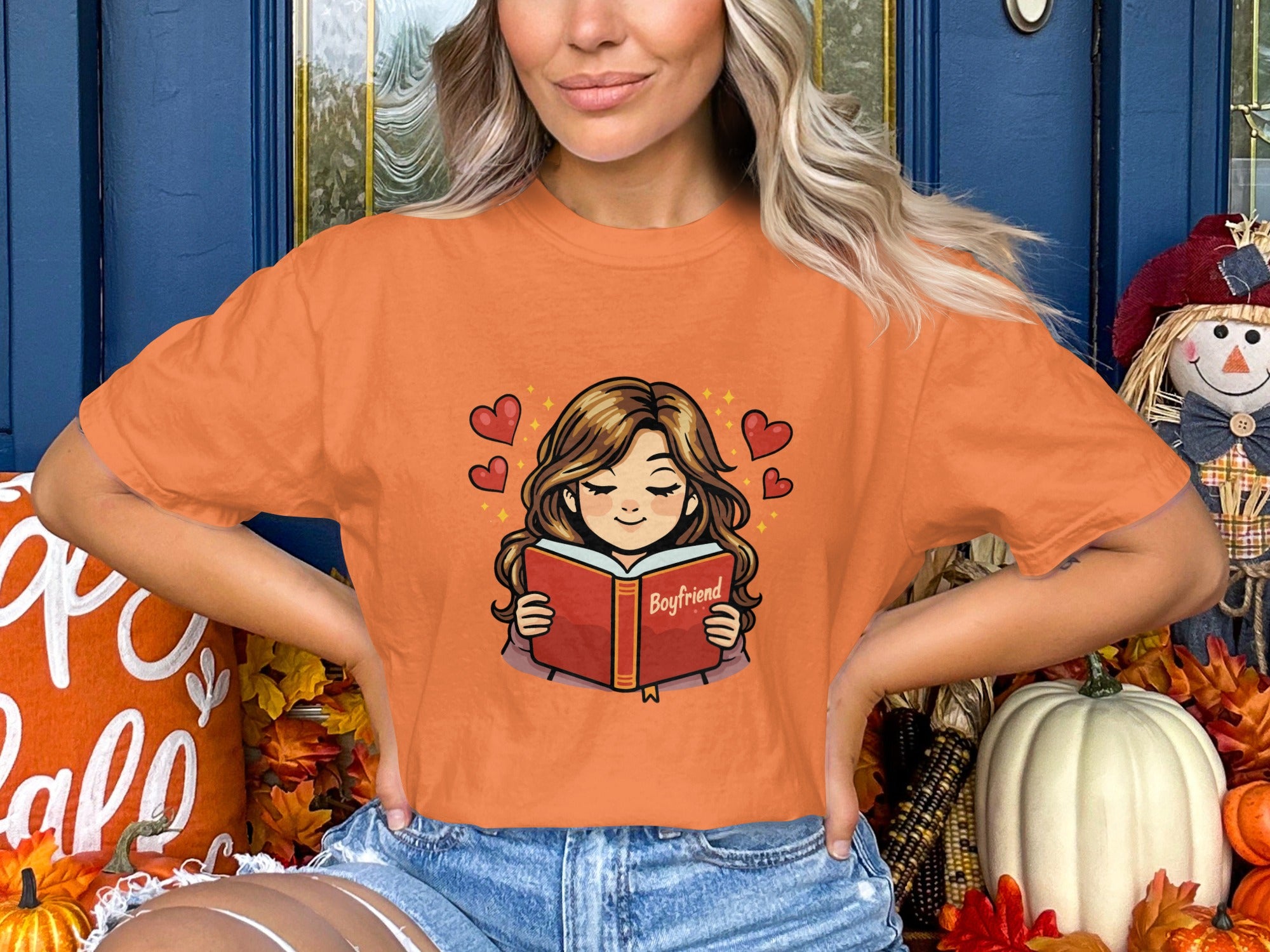 Cute Girl Reading Boyfriend Book Graphic T-Shirt