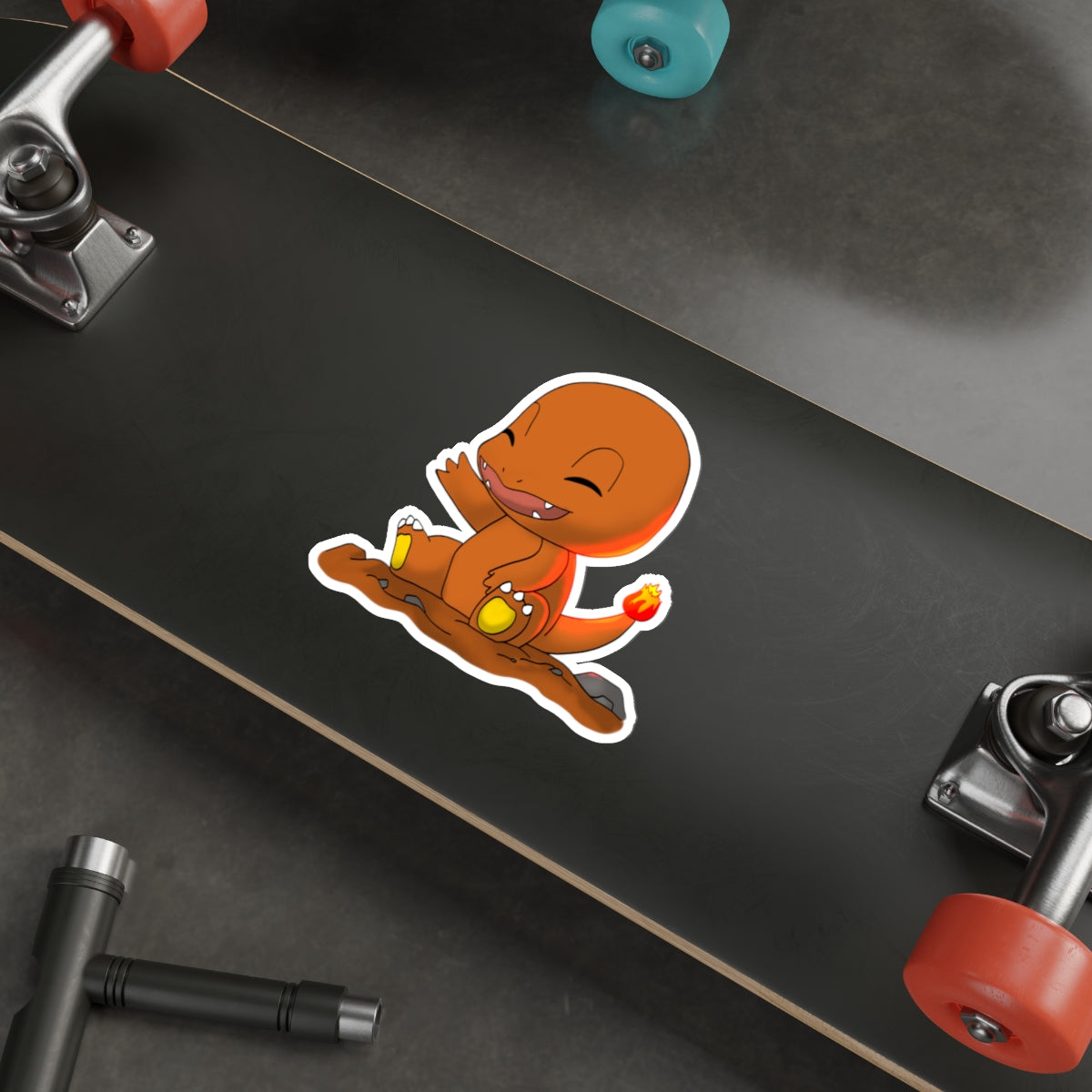 Cute Cartoon Charmander Sticker on Skateboard Product