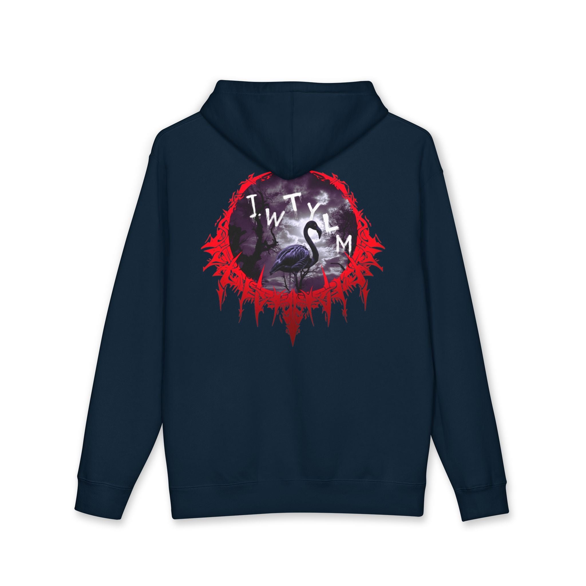 Dark Blue Flamingo J.W.TYLM Red Frame Hoodie product type