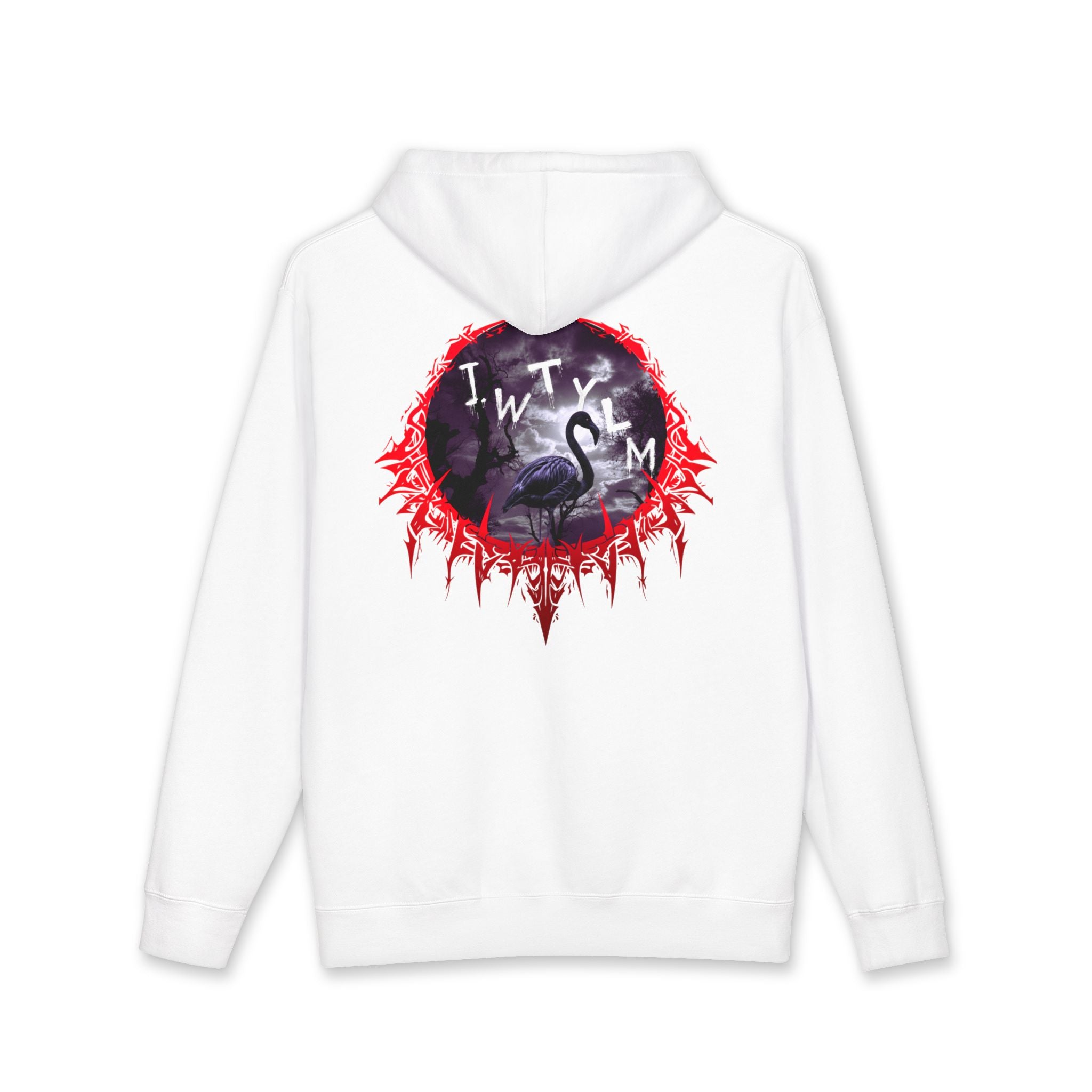 White Hoodie J.W.TYLM Black Flamingo Red Spiky Frame Mystical product type