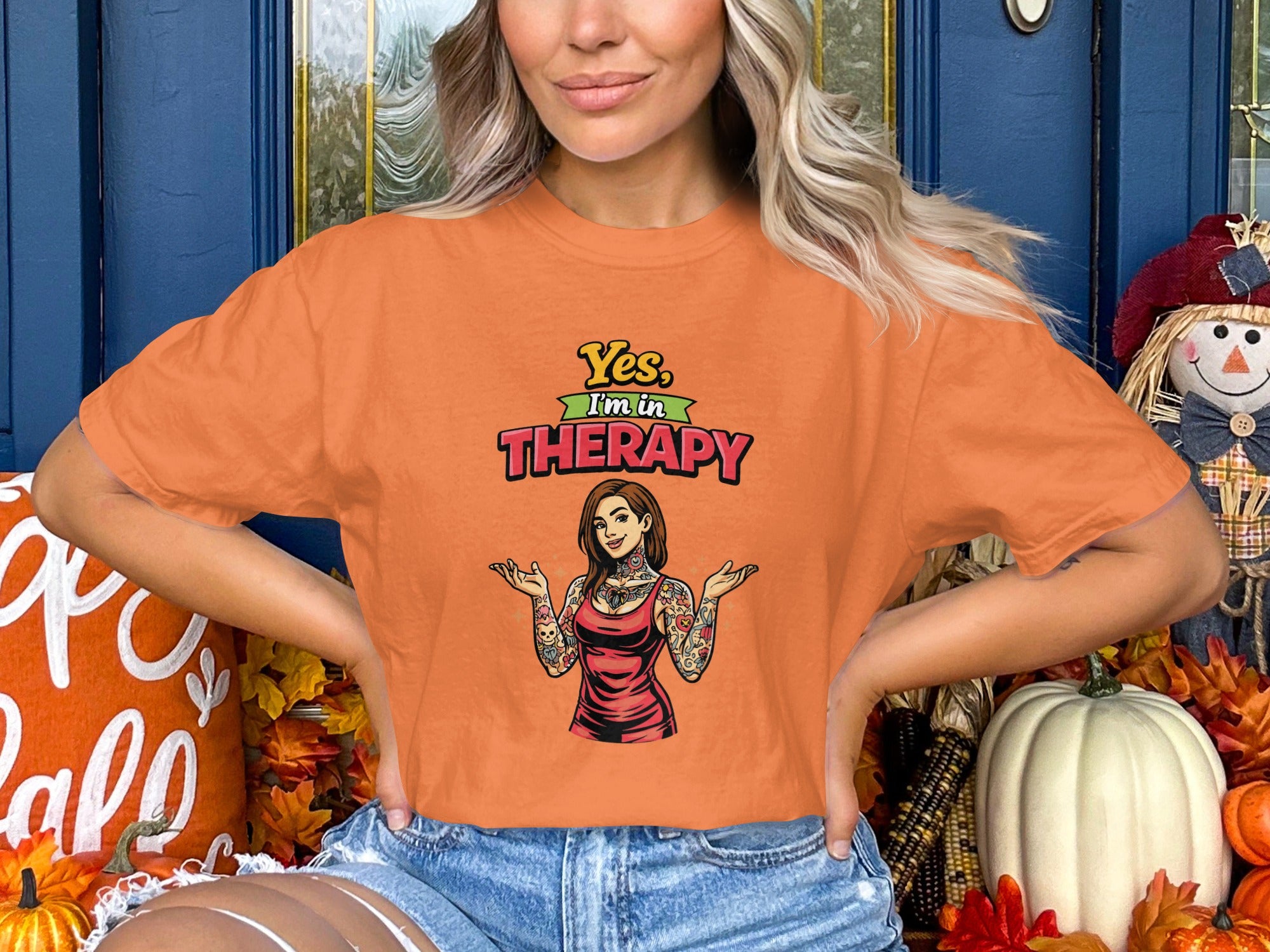 Yes I'm In Therapy Graphic T-Shirt with Tattoo Design