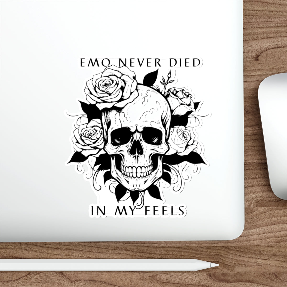 Emo Never Died In My Feels Floral Skull Sticker