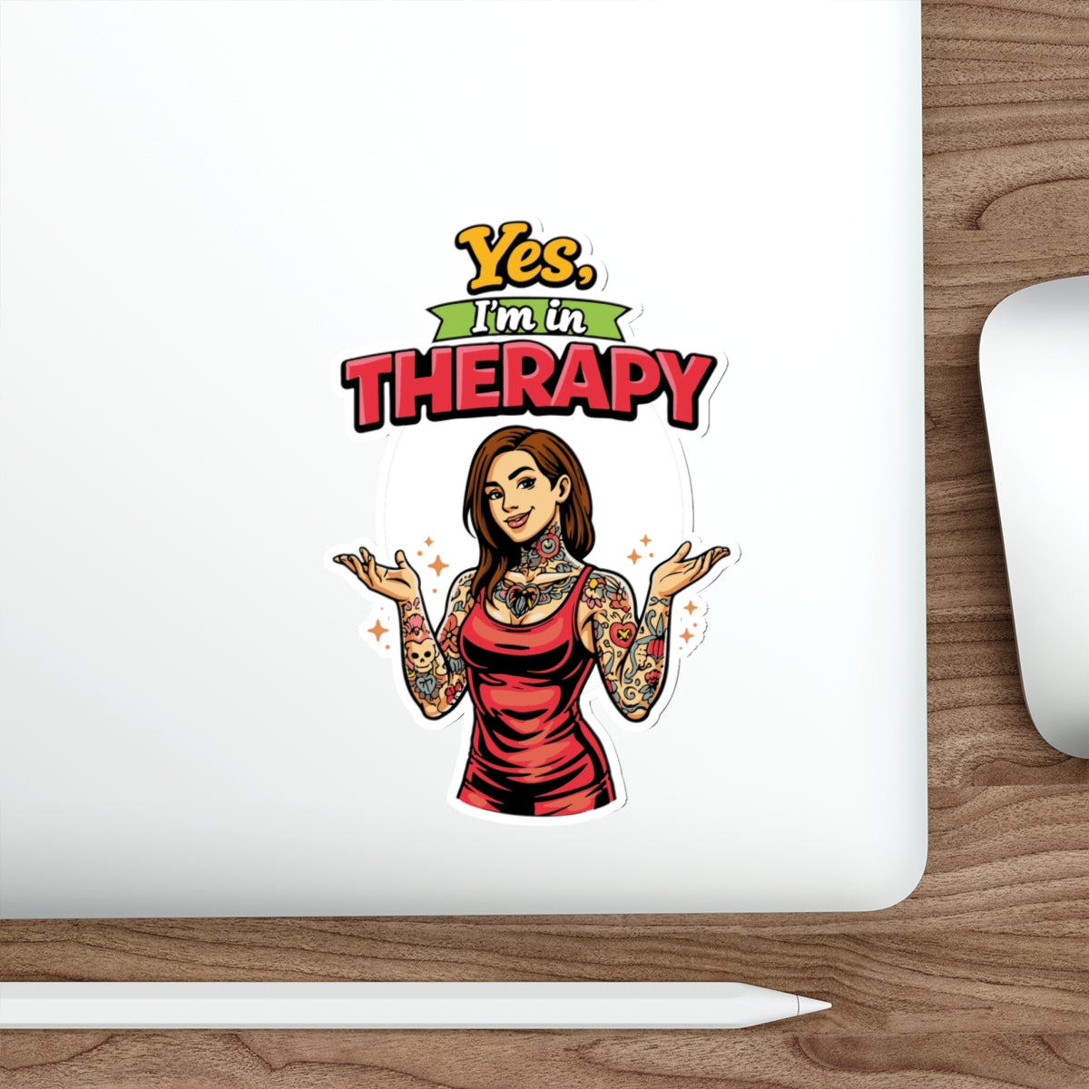 Yes I'm in Therapy Tattooed Woman Sticker