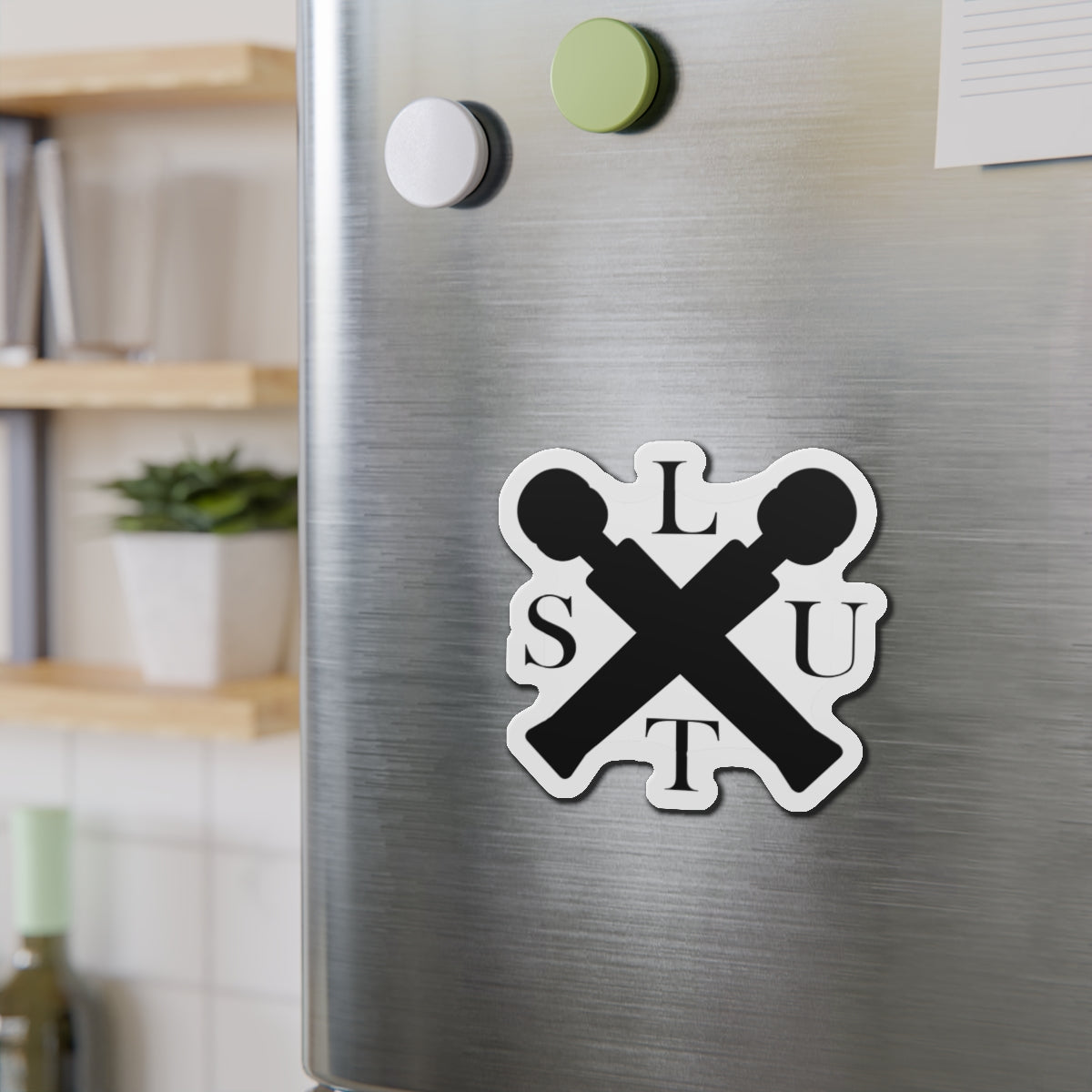 Unique Black Crossed Microphones Kitchen Magnet