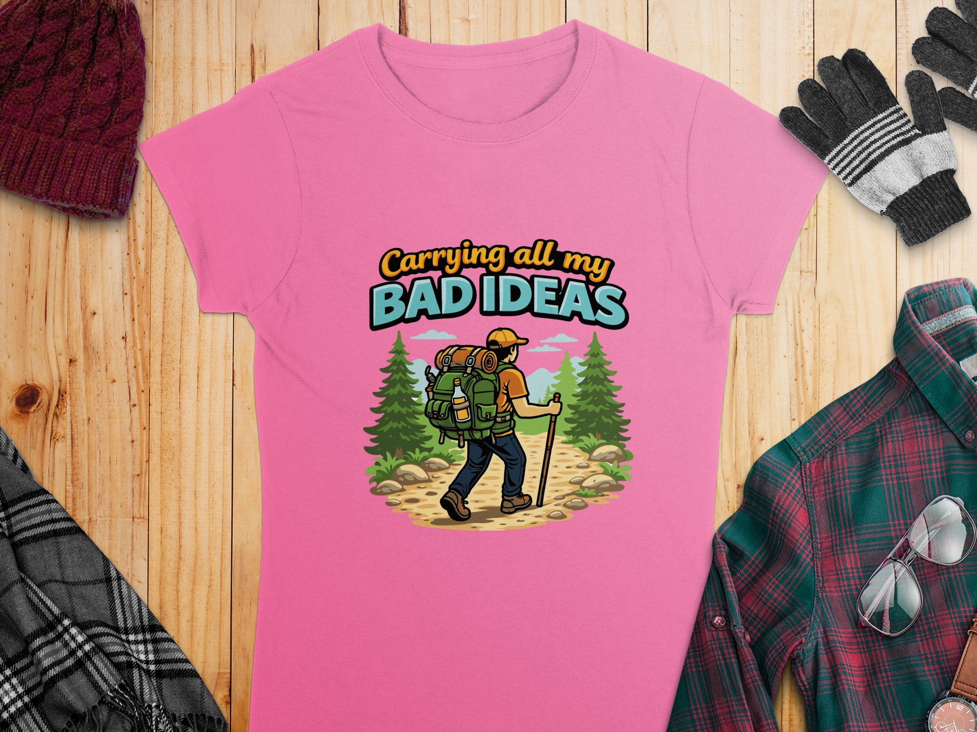 Carrying All My Bad Ideas Funny Hiking Shirt