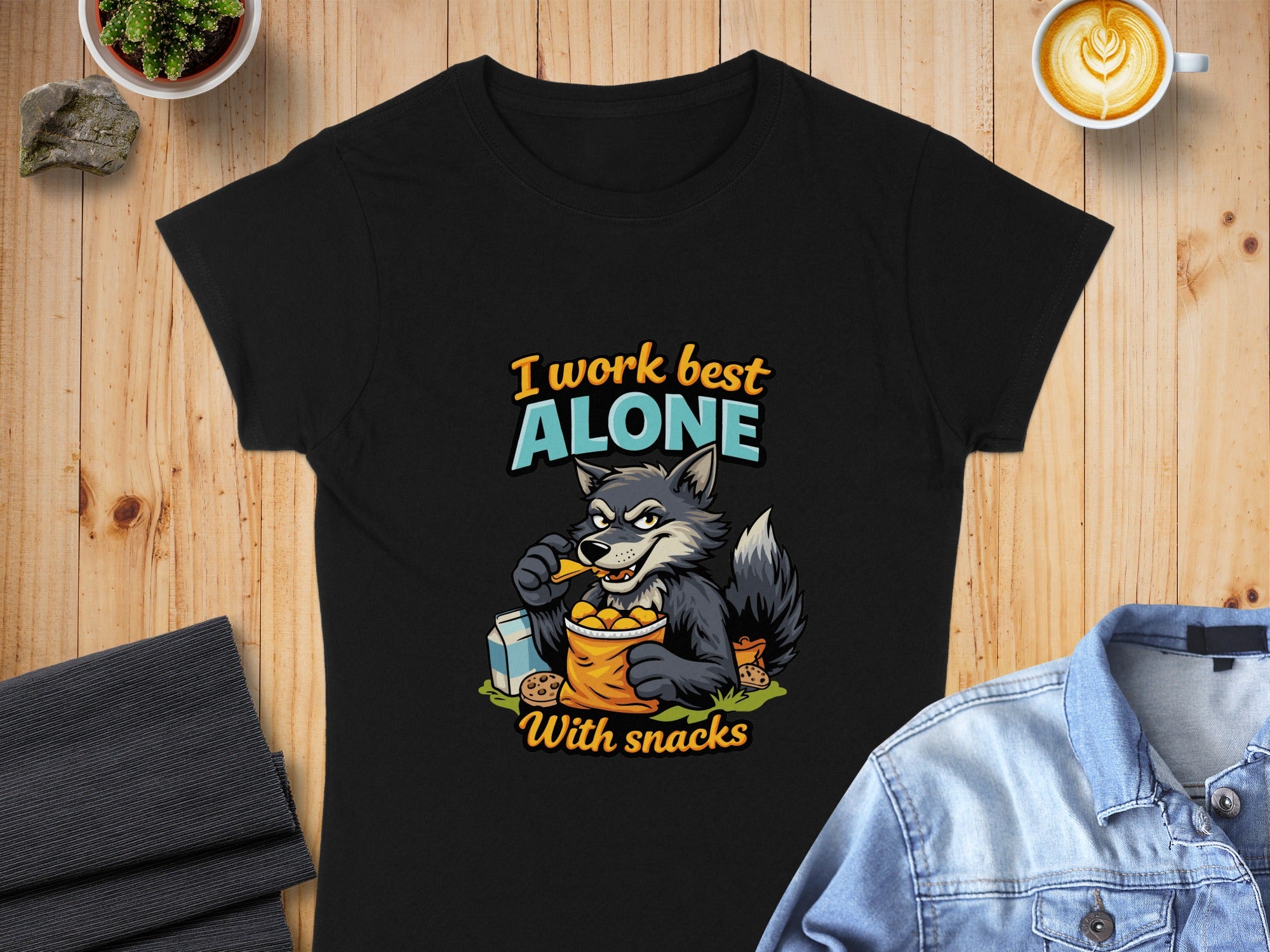 I Work Best Alone With Snacks Graphic T-shirt