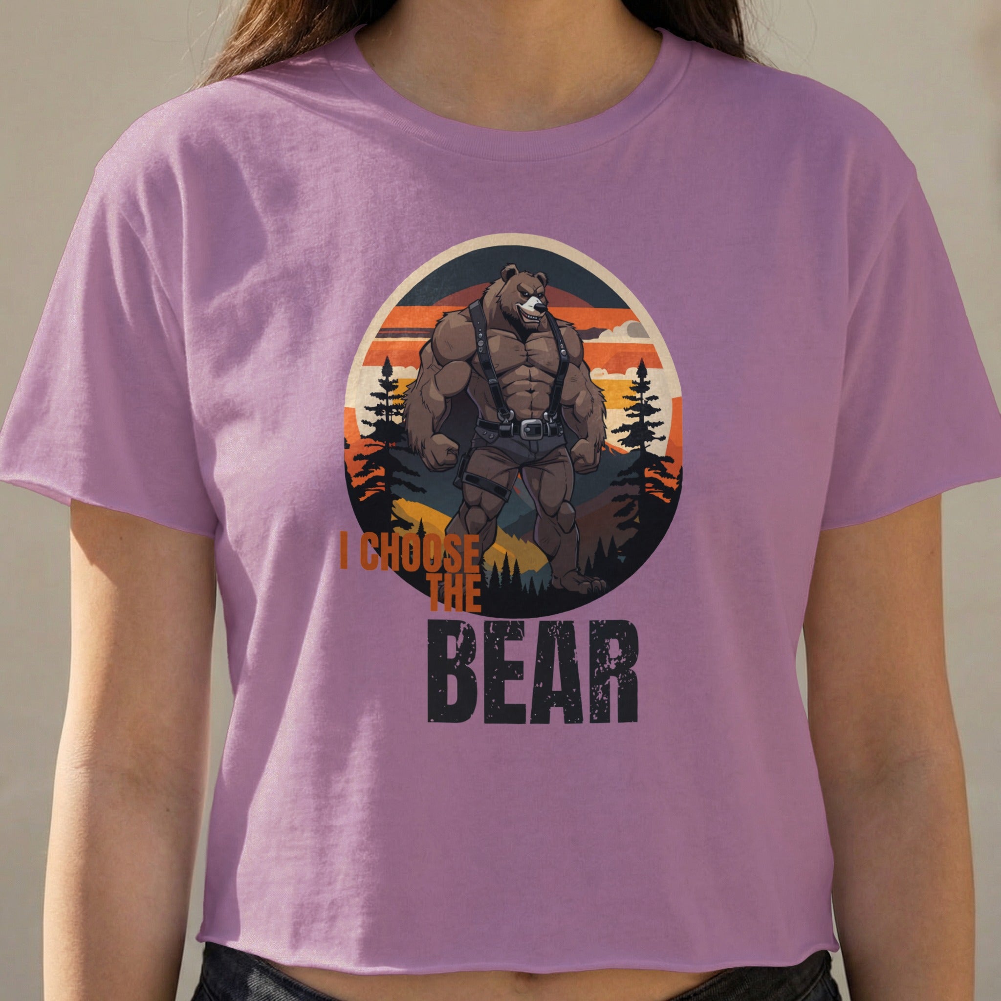 T-shirt with muscular bear and text "I CHOOSE THE BEAR".