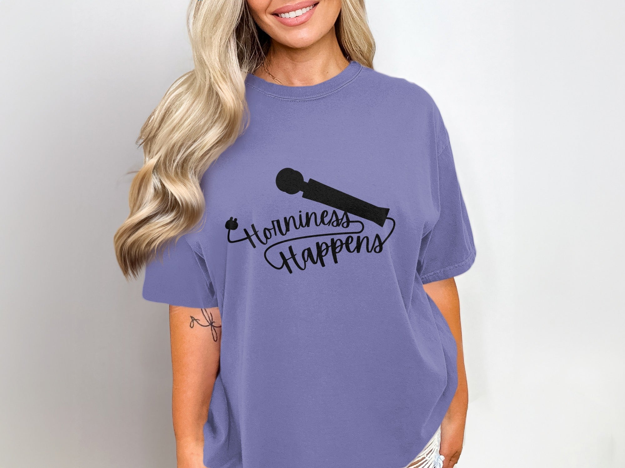 Horniness Happens Microphone Design Graphic Tee