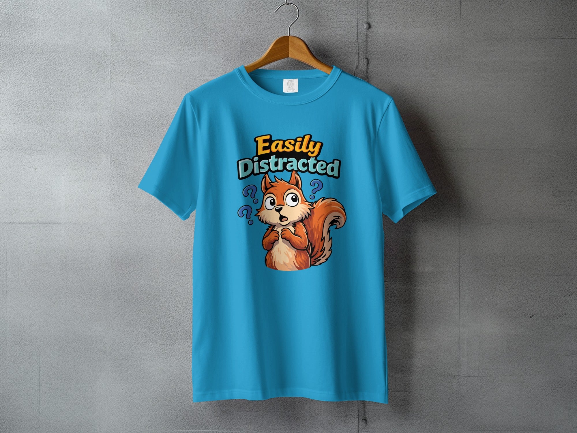 Easily Distracted Squirrel Blue Cute T-Shirt Product