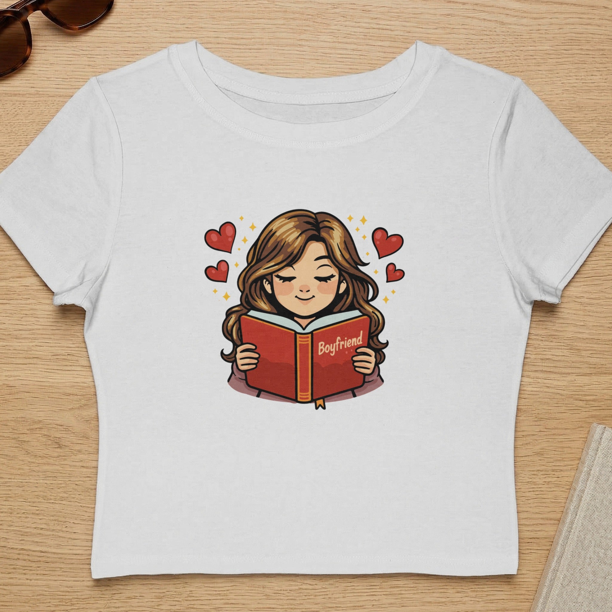 Cute Girl Reading Boyfriend Book Graphic Tee