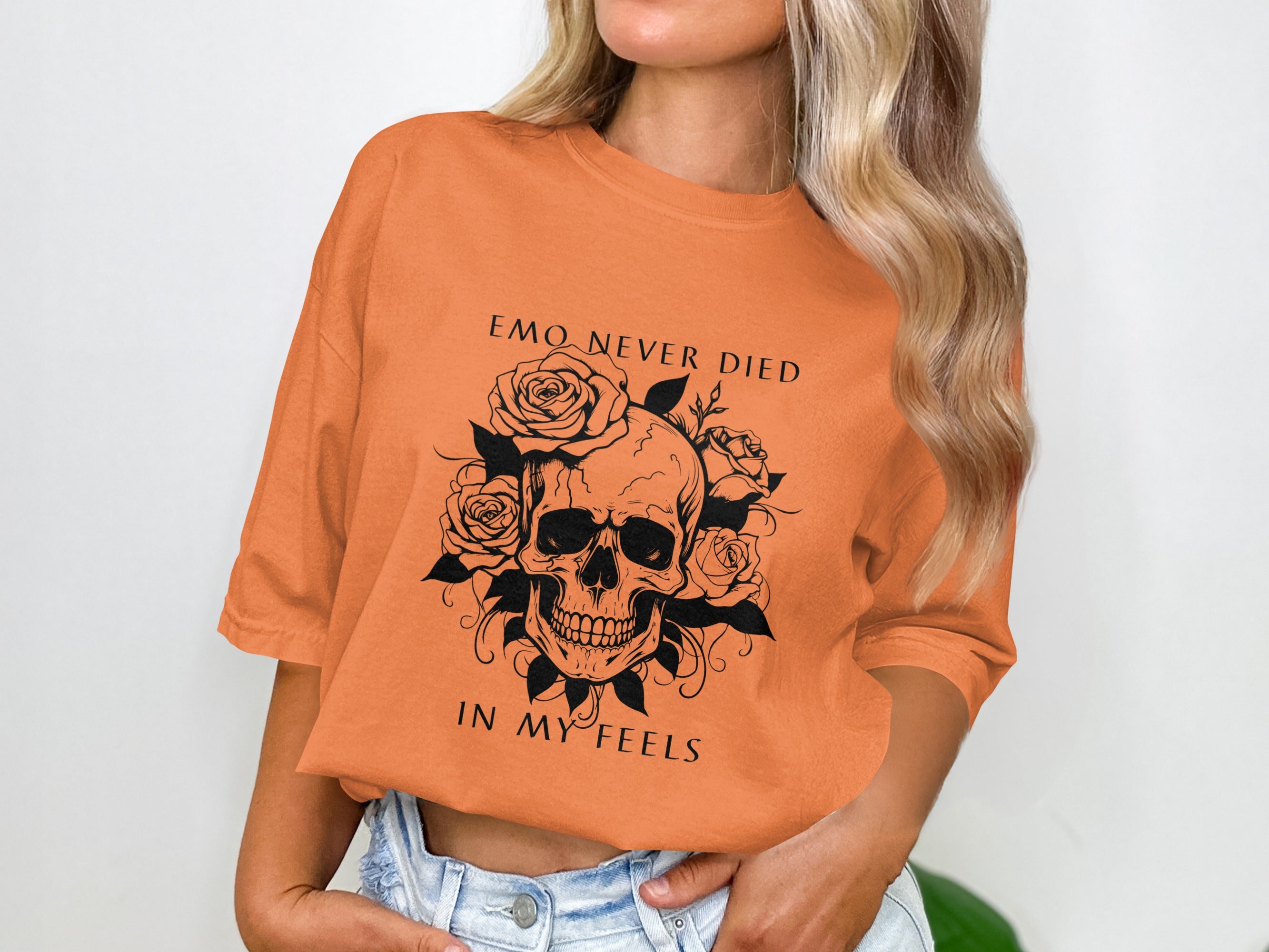 Emo Never Died In My Feels Skull Graphic Tee