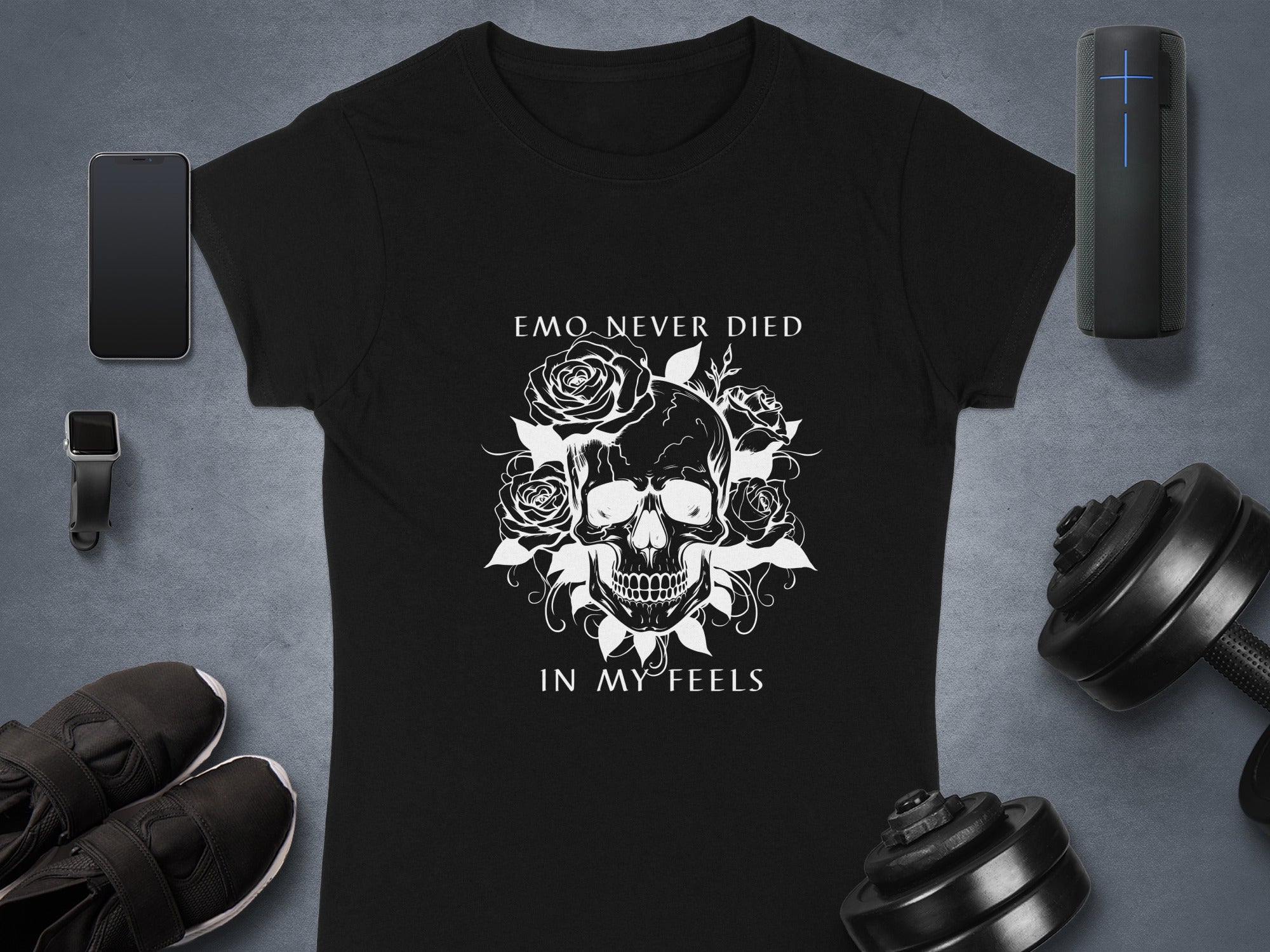 Emo Never Died In My Feels Skull and Rose T-Shirt