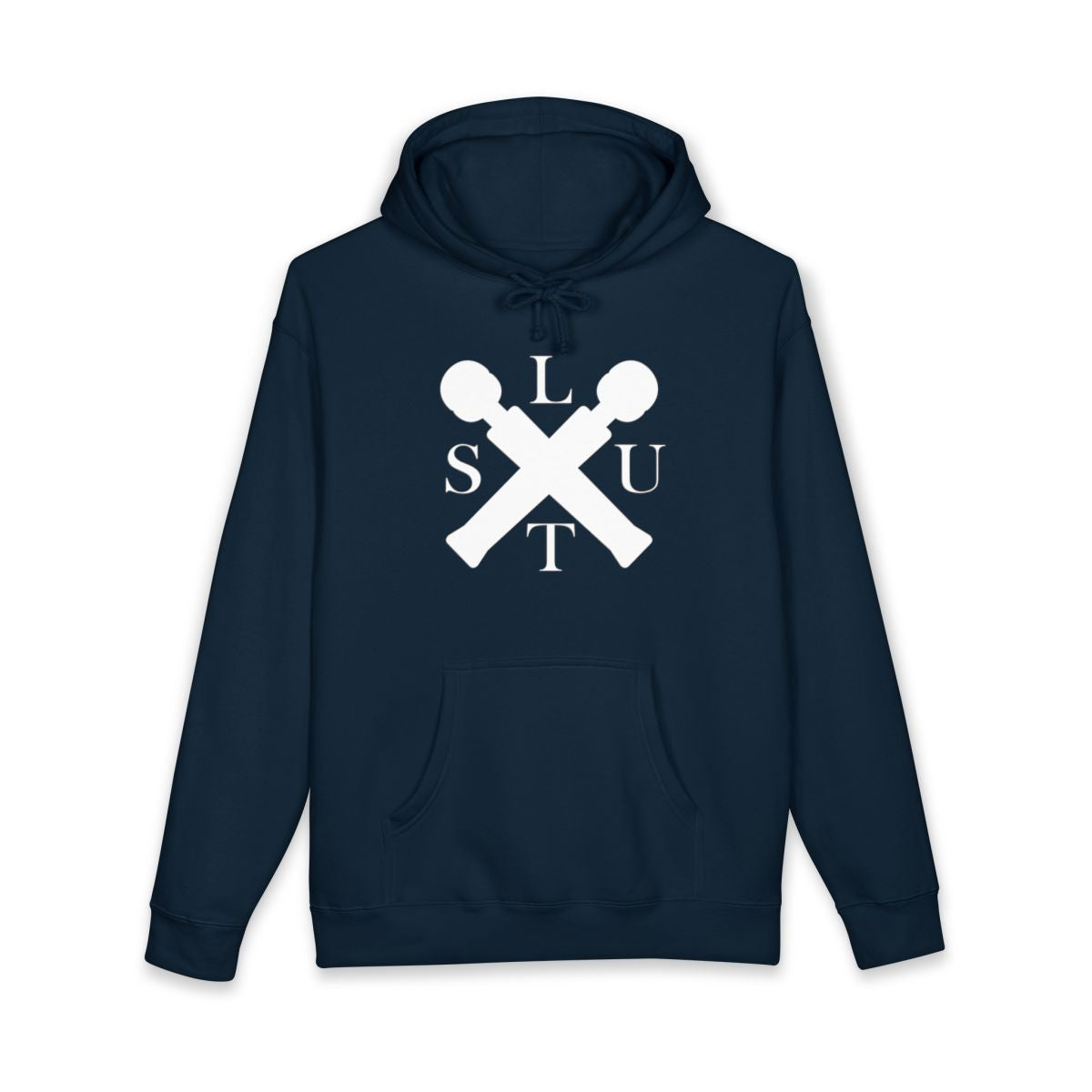 Unique Blue Hoodie with Bold Graphic Design