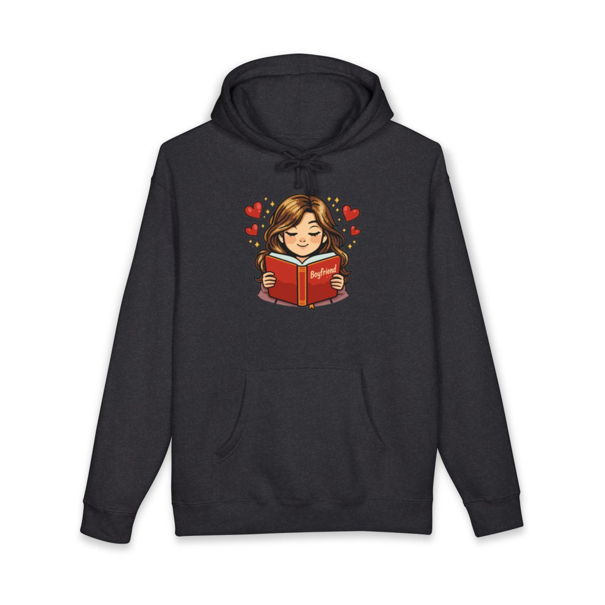 Cute Girl Reading Book With Hearts Hoodie
