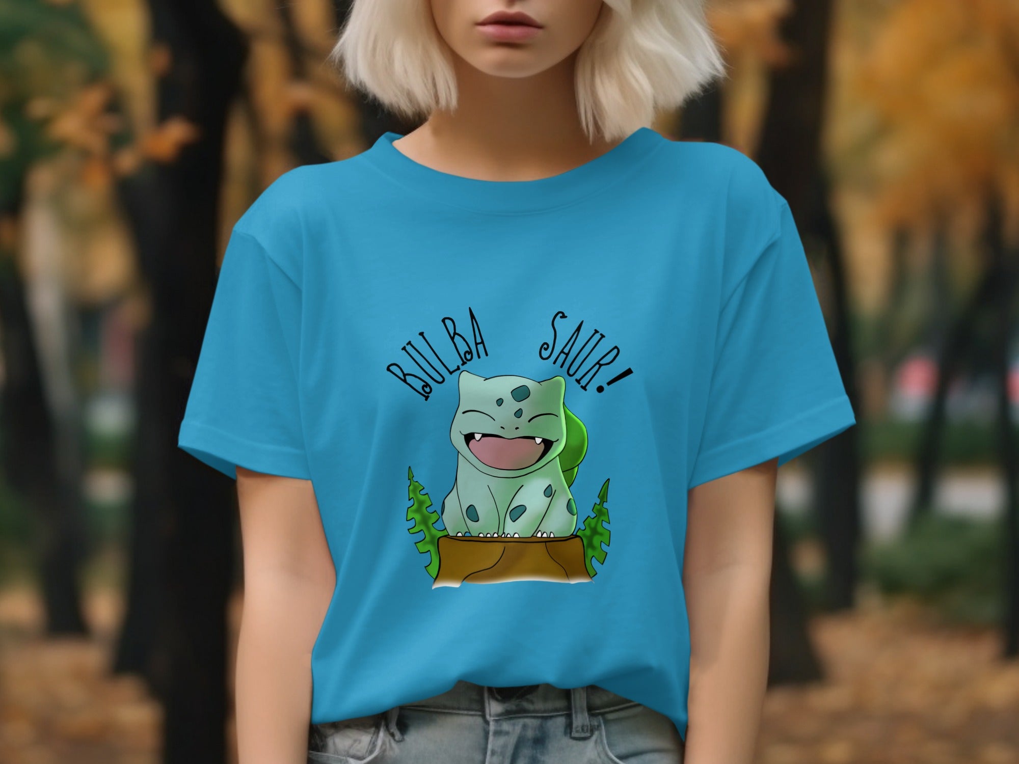 Funny Bulbasaur Graphic Teal T-Shirt for Fans
