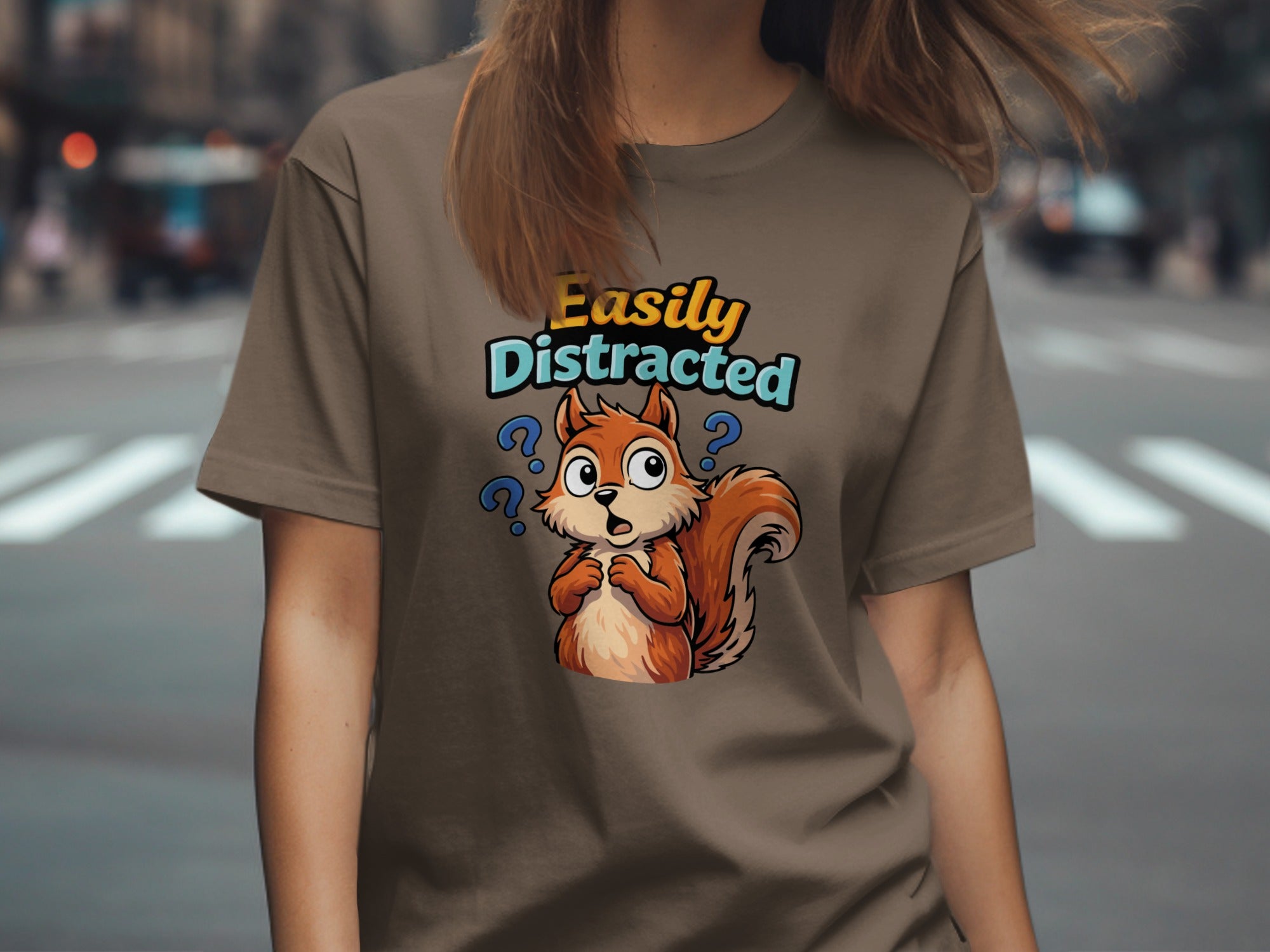 Easily Distracted Cute Squirrel Graphic T-Shirt