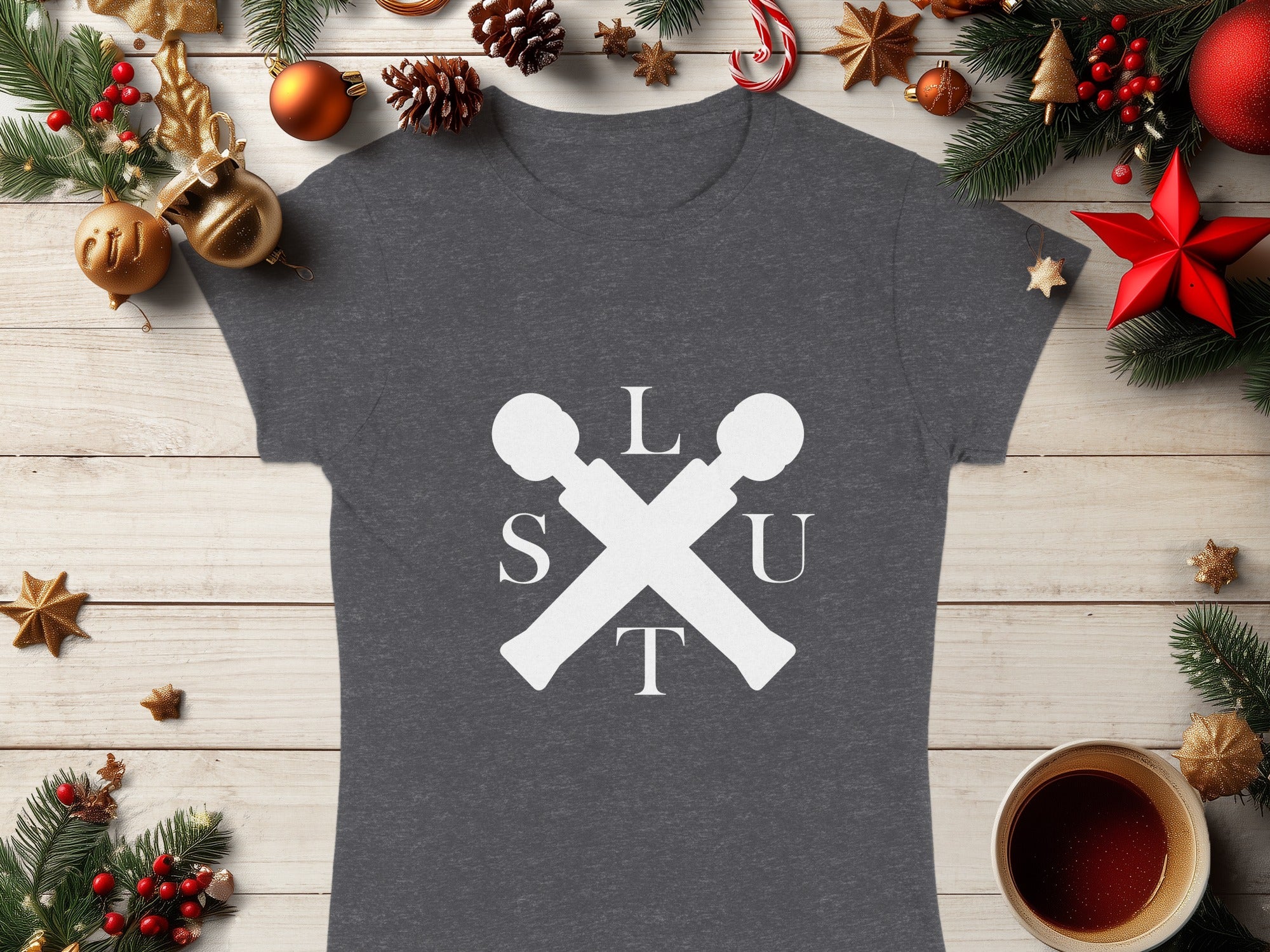 Festive S L U T Graphic Tee for Holiday Season