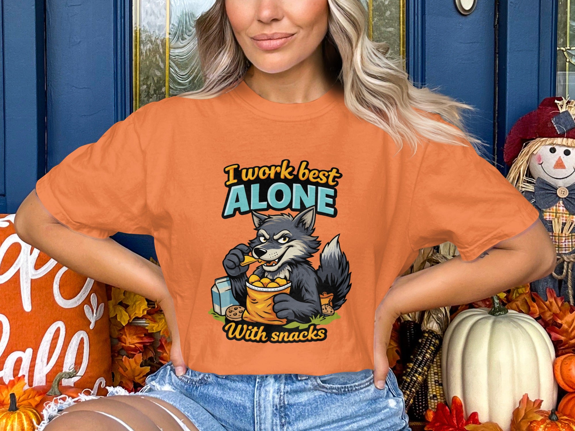 I Work Best Alone With Snacks Graphic T-Shirt