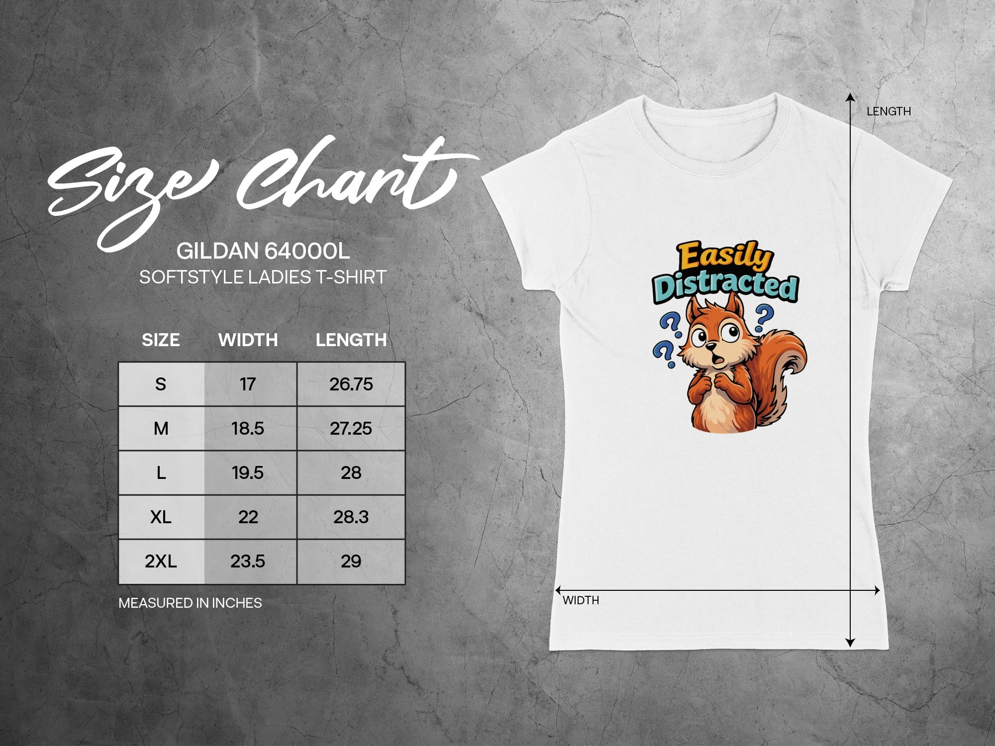 Easily Distracted Squirrel Graphic Ladies T-Shirt