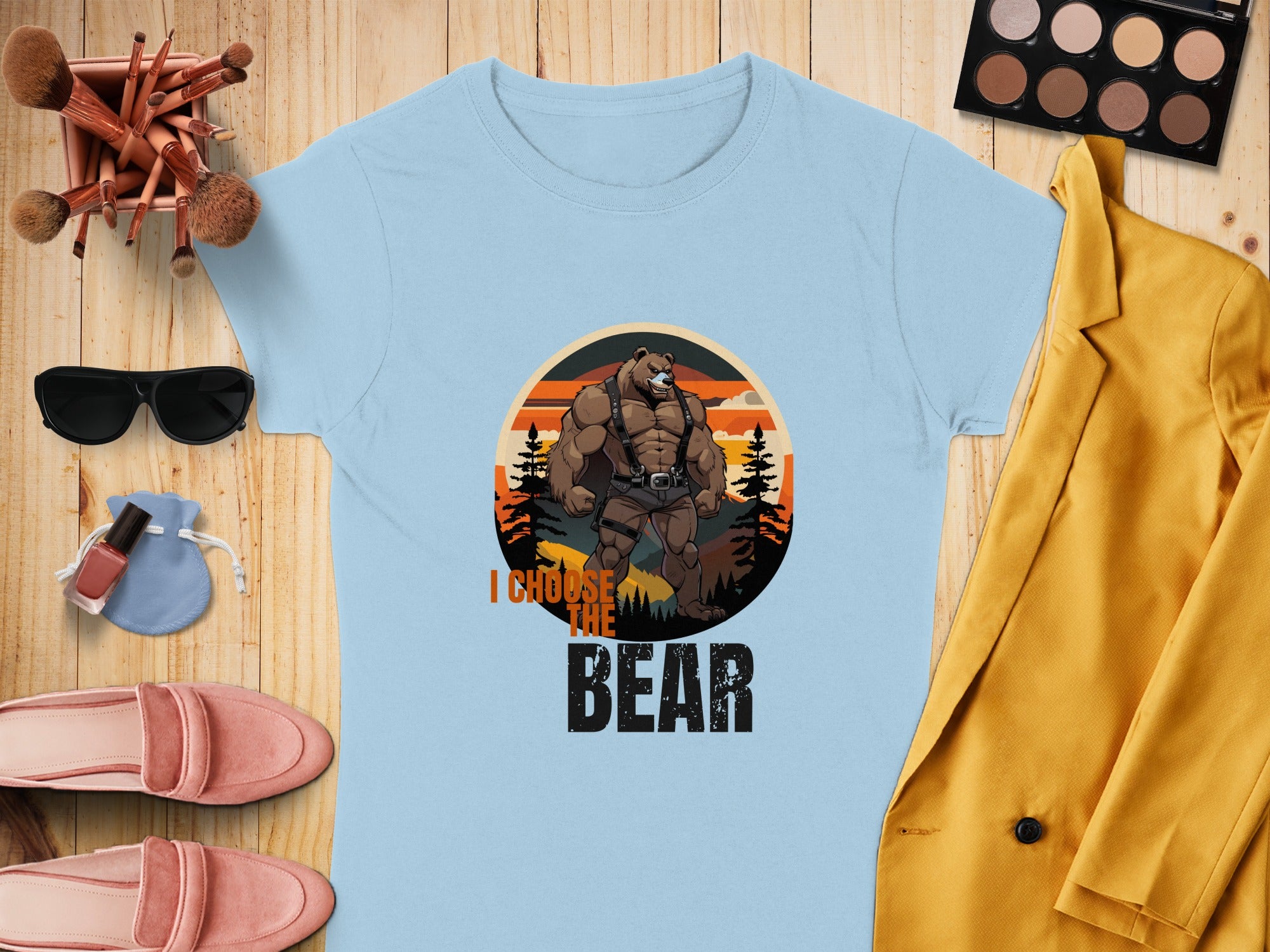 I Choose The Bear Graphic T-Shirt Camping Adventure Tee
