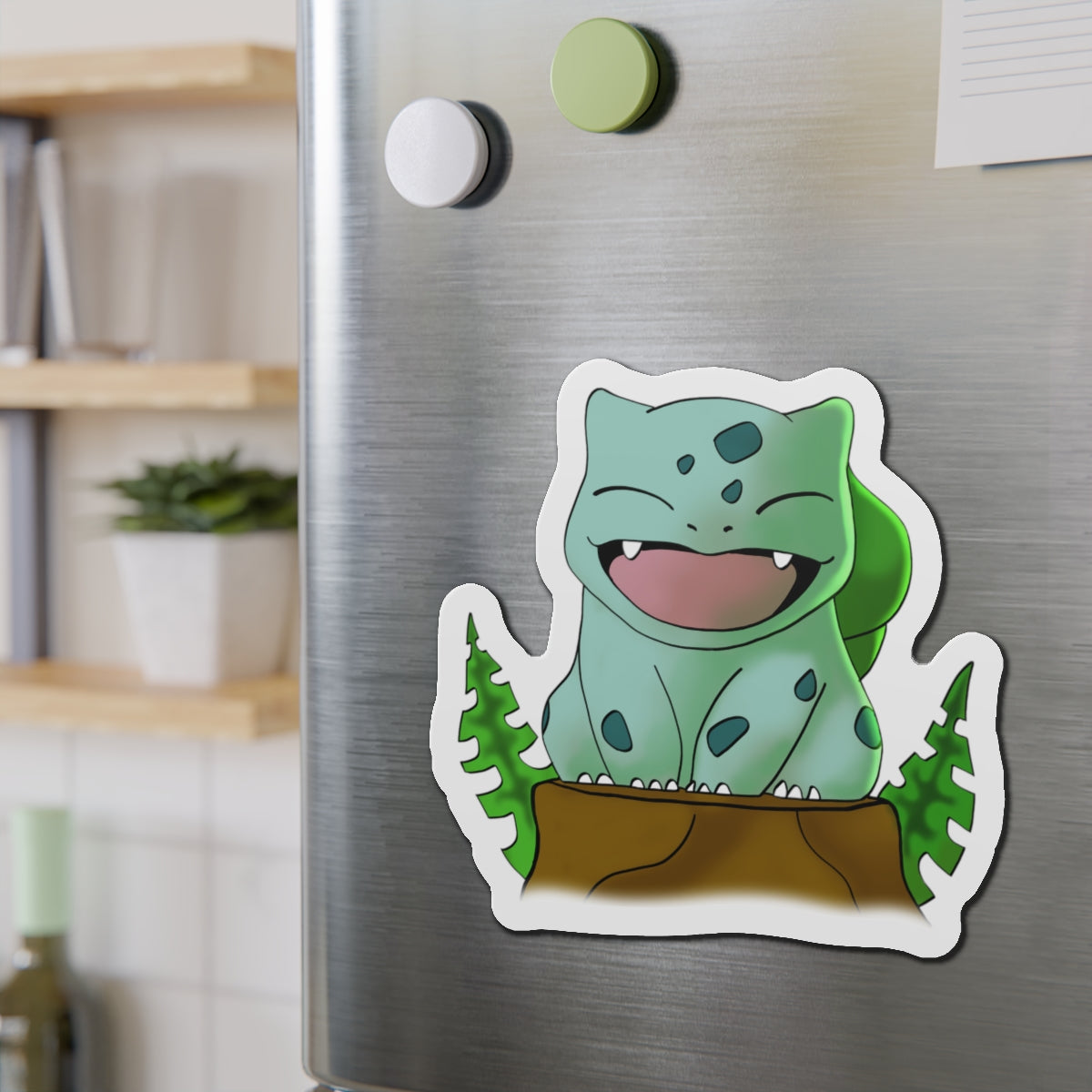 Happy Cartoon Character With Plants Sticker for Fridge Decor